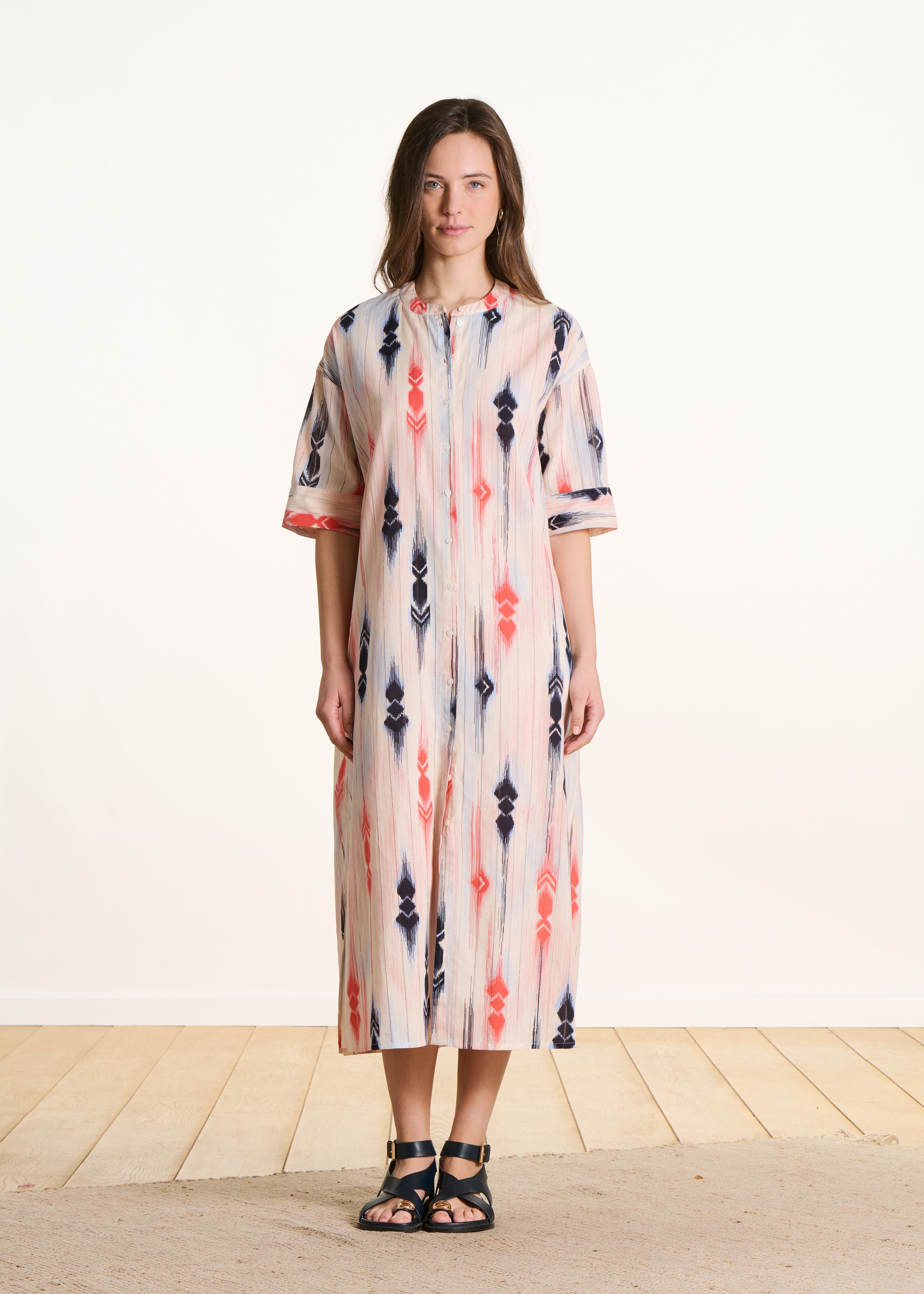 la-f-e-marabout-e-robes-deano-hemdkleid-bio-baumwolle-navy-peach image 2