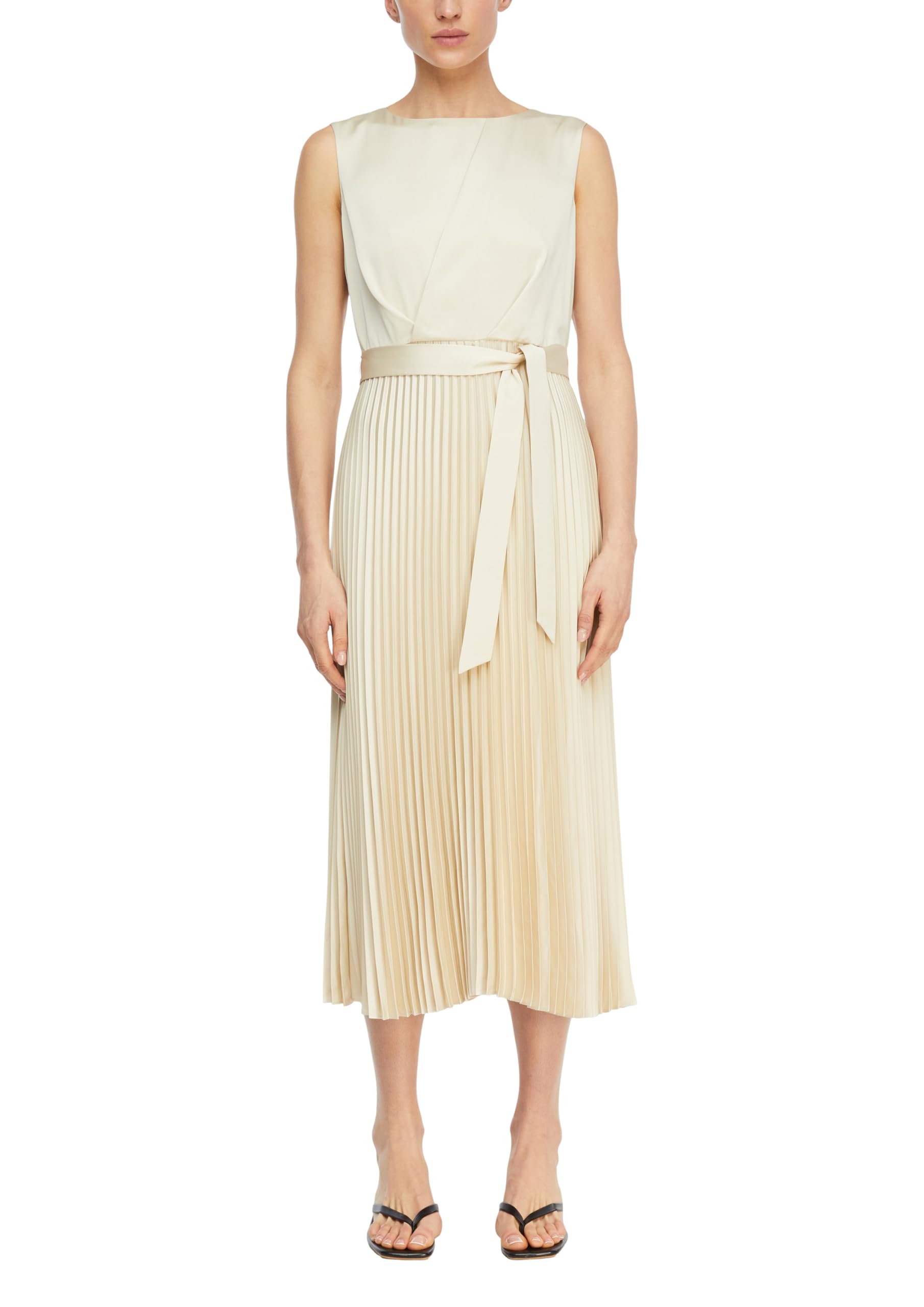 comma-satin-plissee-midi-kleid-bindeg-rtel-gr-42 image 8