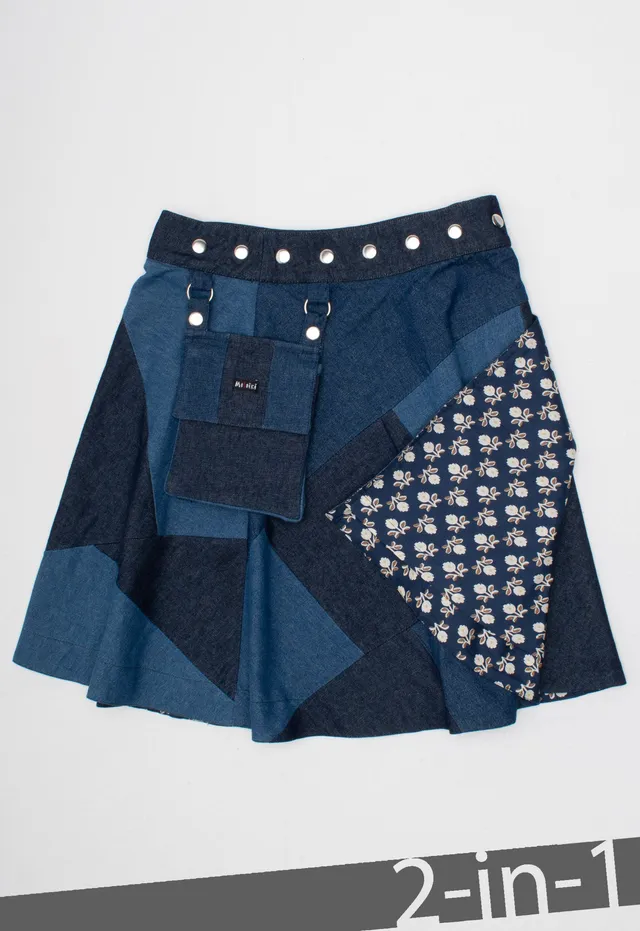 moshiki-hot-cookie-64-denim-wickelrock-50-cm-patchwork image 1
