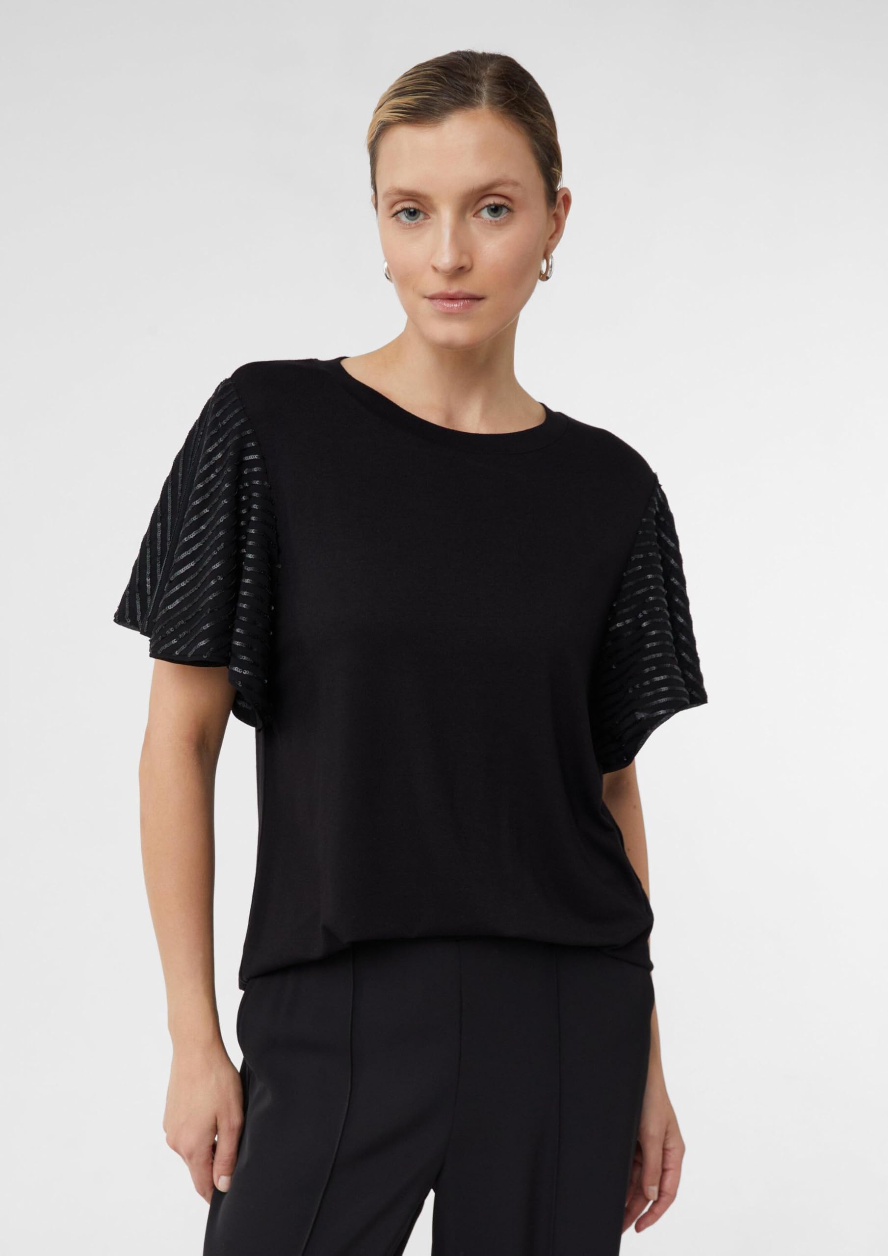 comma-damen-t-shirt-volant-rmel-pailletten-shirt-gr-e-36 image 3