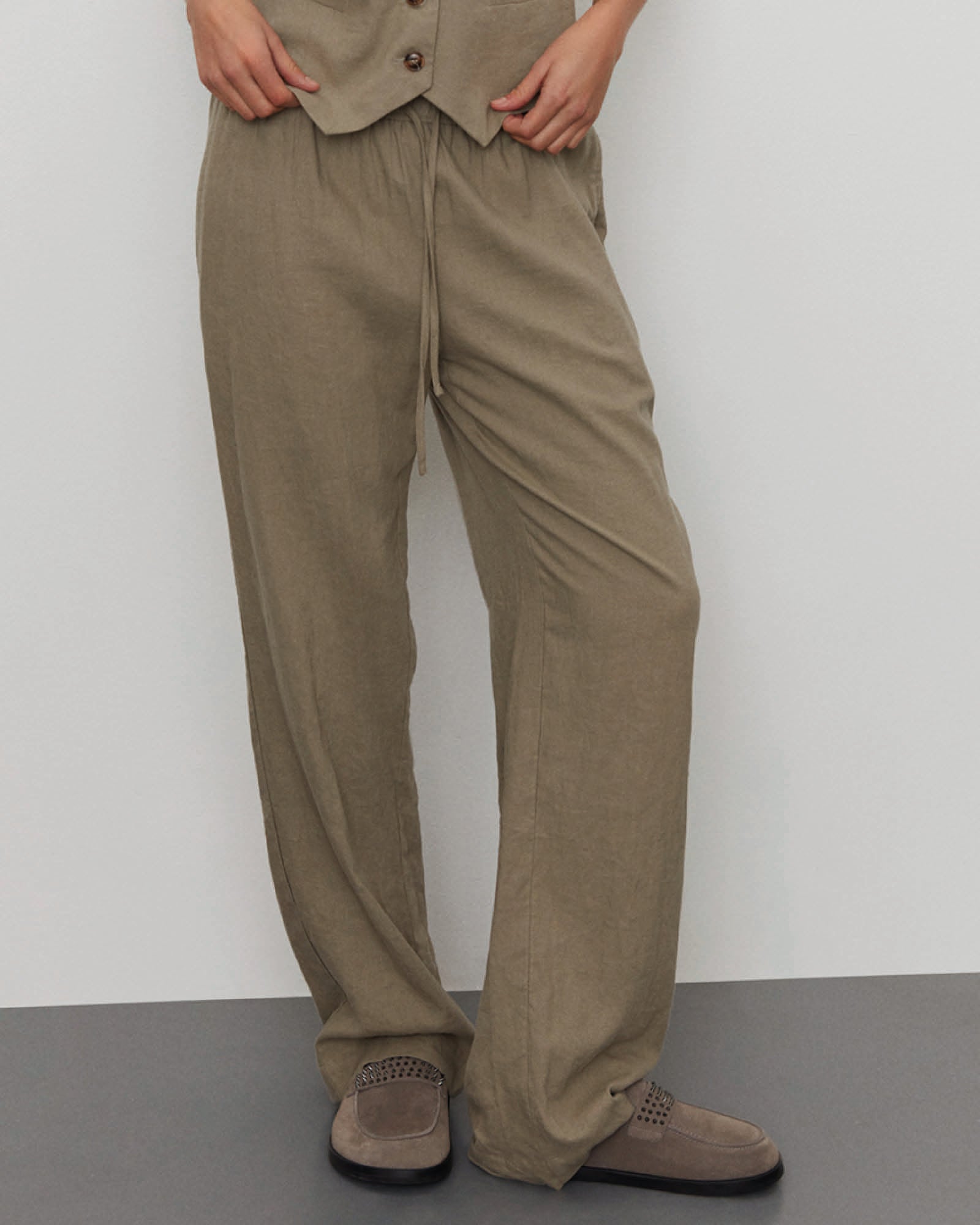 sofie-schnoor-women-abigailesw-hose-khaki-army-leinenmix-weit image 3