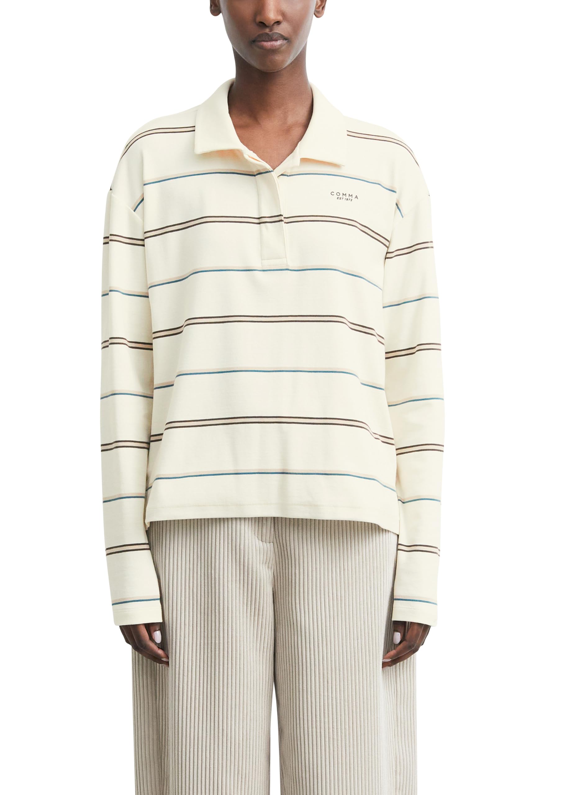comma-tops-poloshirt-gr-46-relaxed-fit-jersey-streifen image 1