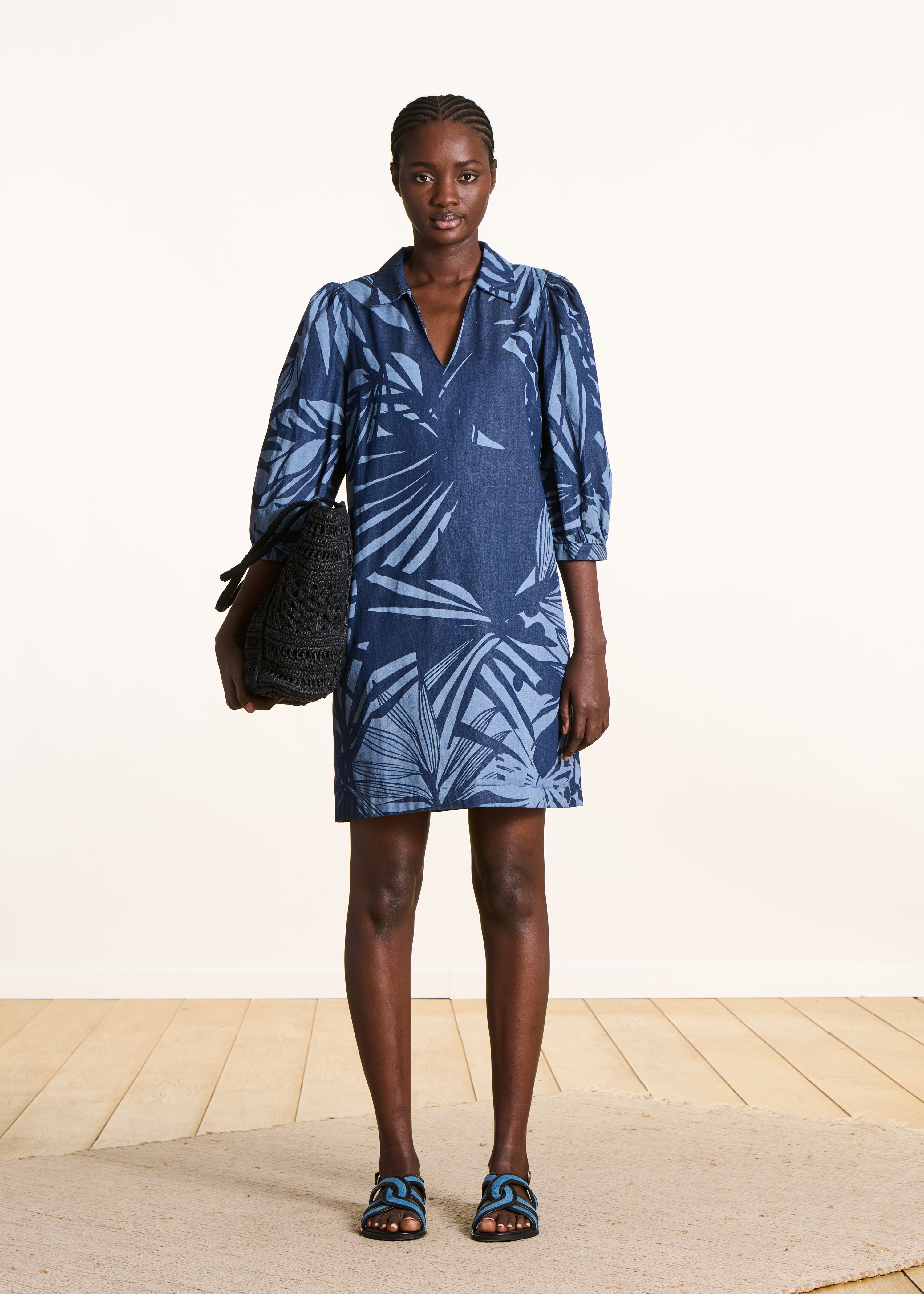 la-f-e-marabout-e-france-kleid-blau-kurz-baumwolle image 1
