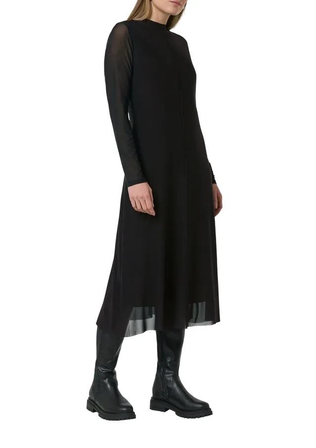comma-mesh-midi-kleid-schwarz-gr-38-stehkragen image 1