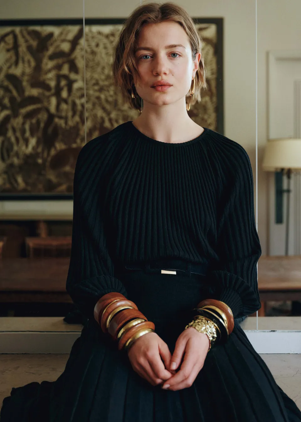 la-f-e-marabout-e-gela-pullover-schwarz-plissee-strick image 1