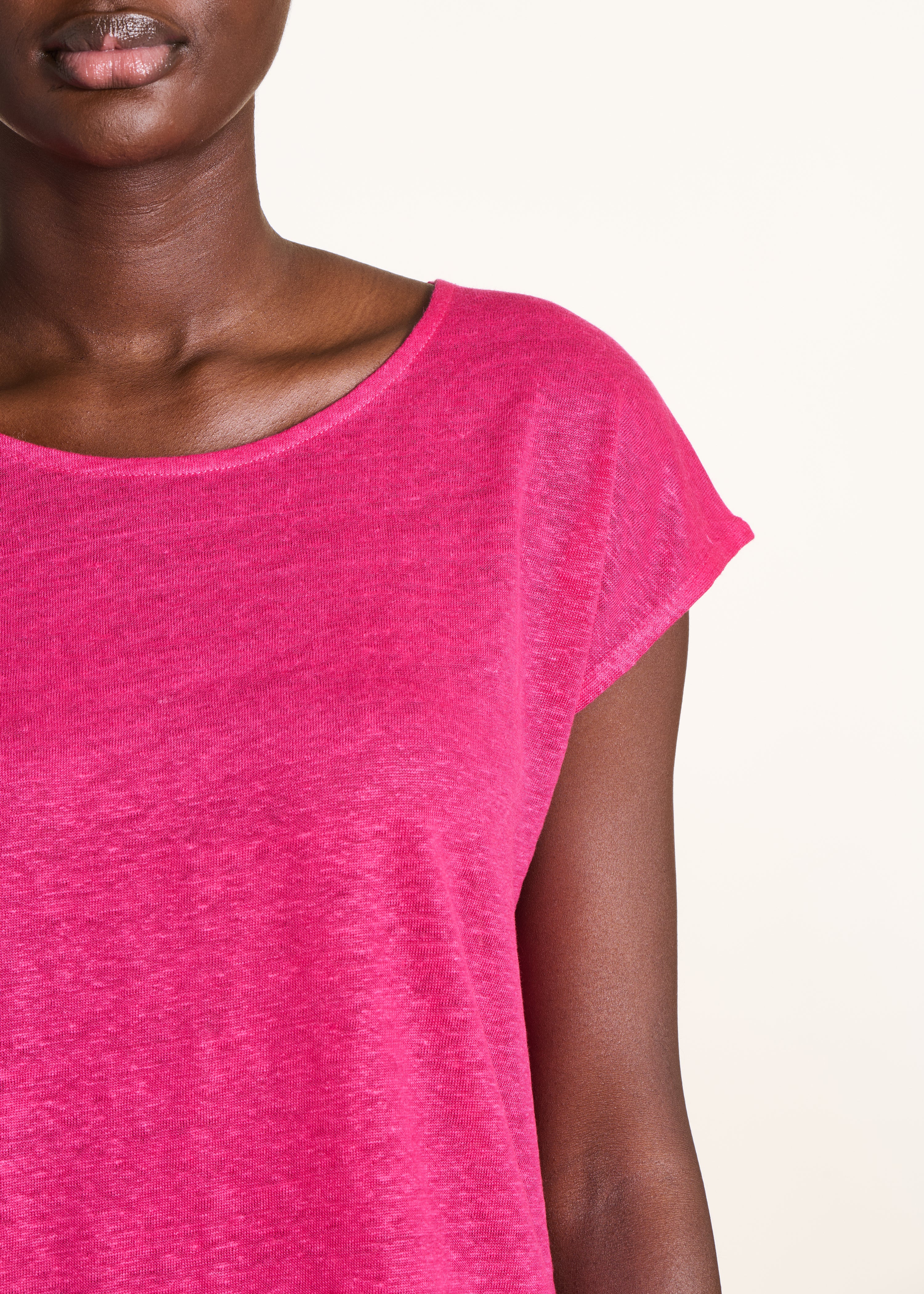 la-f-e-marabout-e-tops-t-shirts-t-shirt-fuchsia-leinen image 5