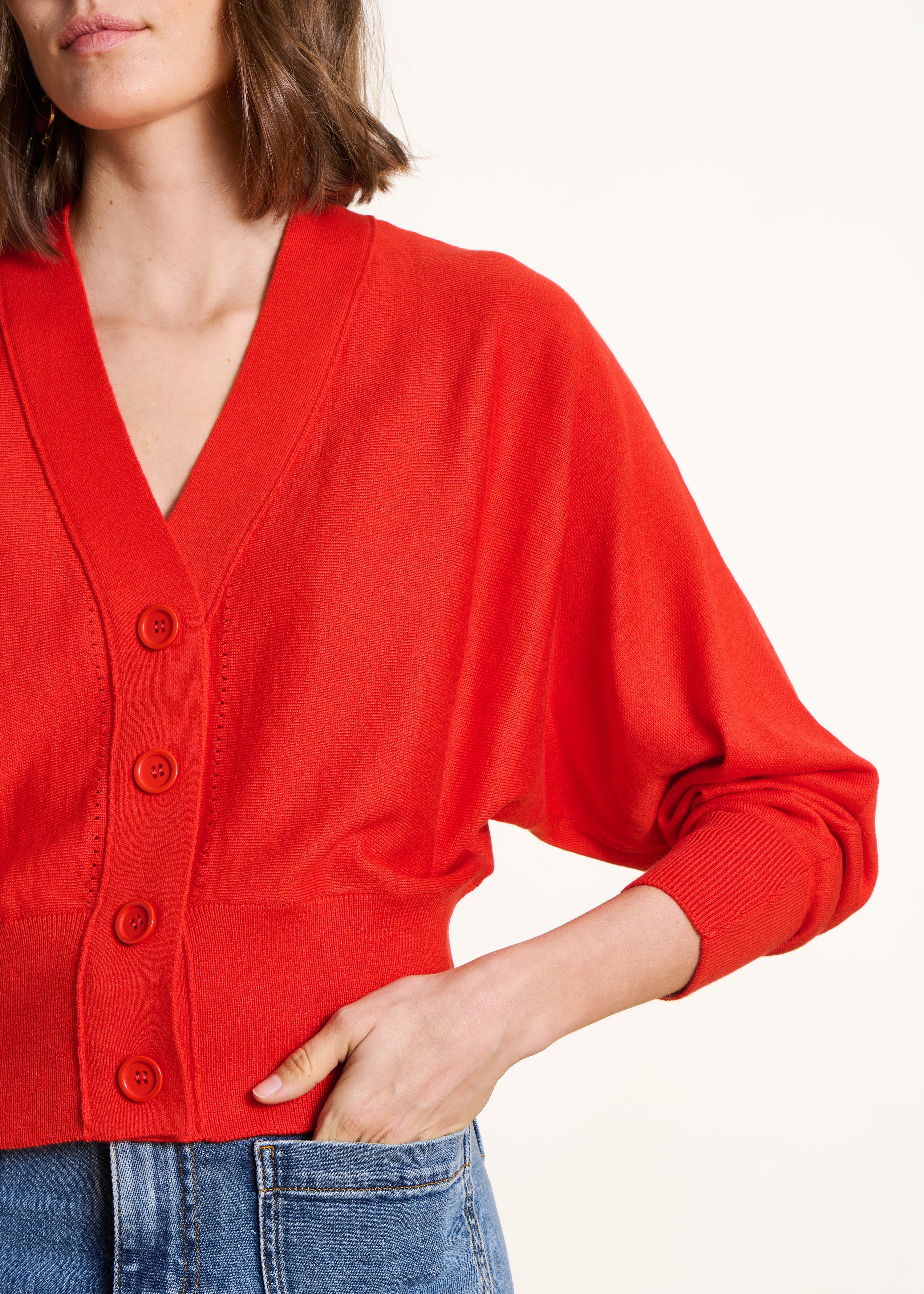 la-f-e-marabout-e-foxy-strickjacke-rot-feinstrick-weit image 5
