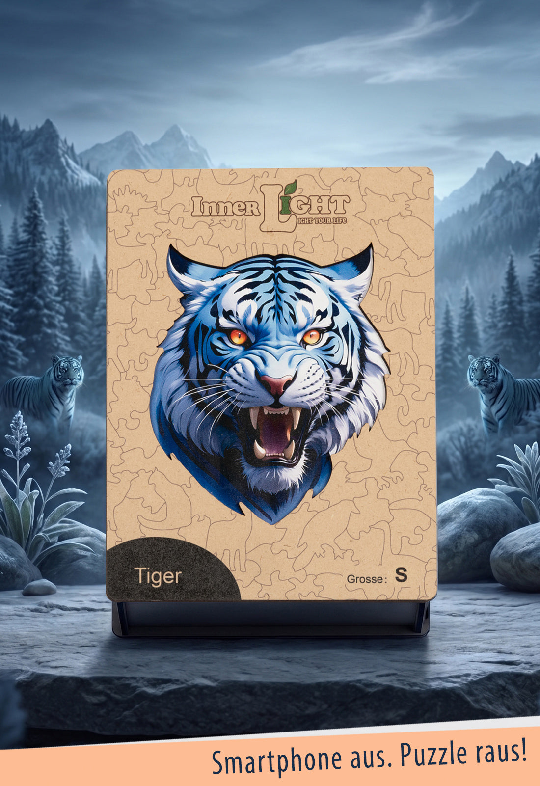 moshiki-tiger-holzpuzzle-tiermotiv-blau-wei image 2