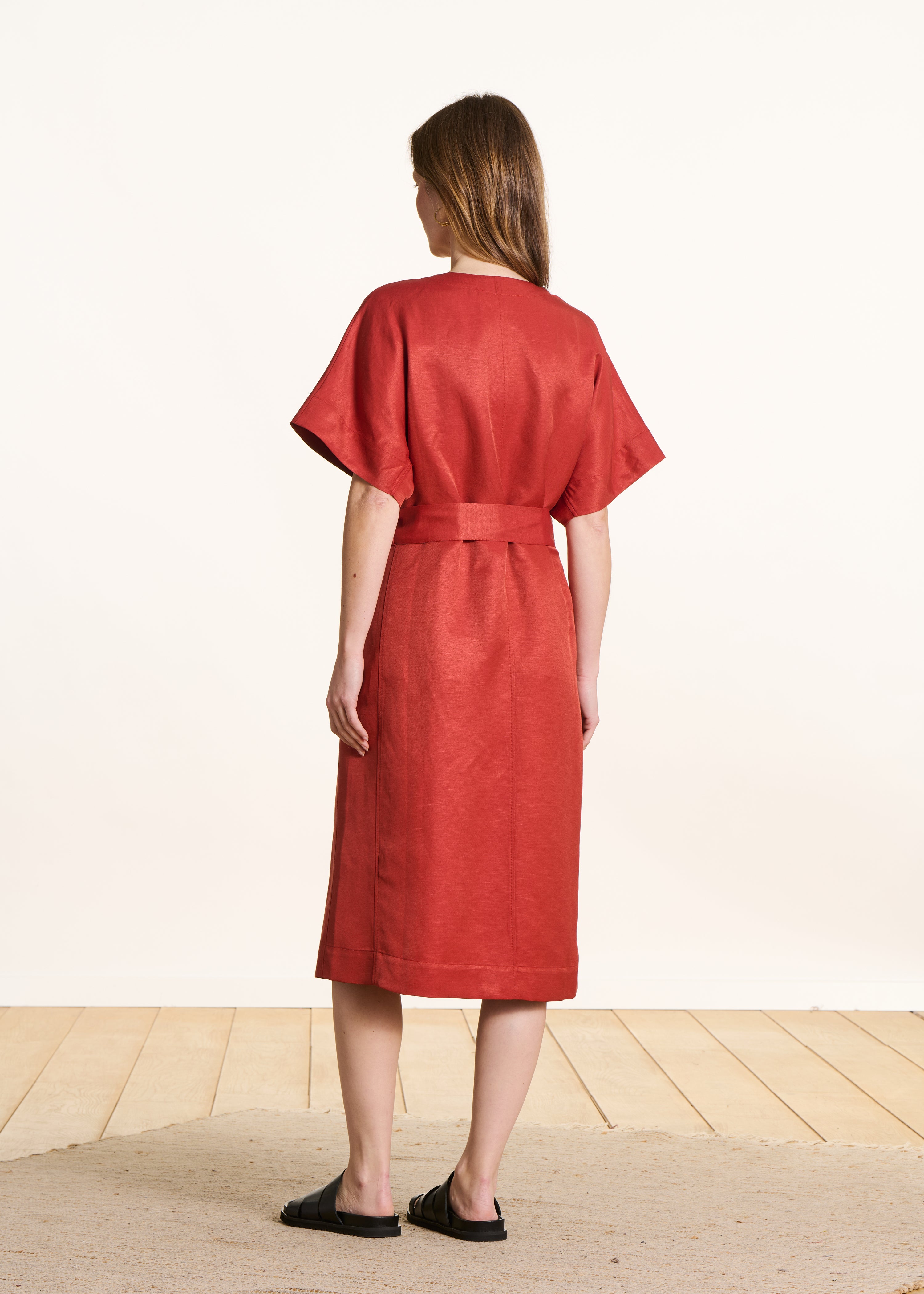 la-f-e-marabout-e-felion-kleid-brique-leinen-midi image 2