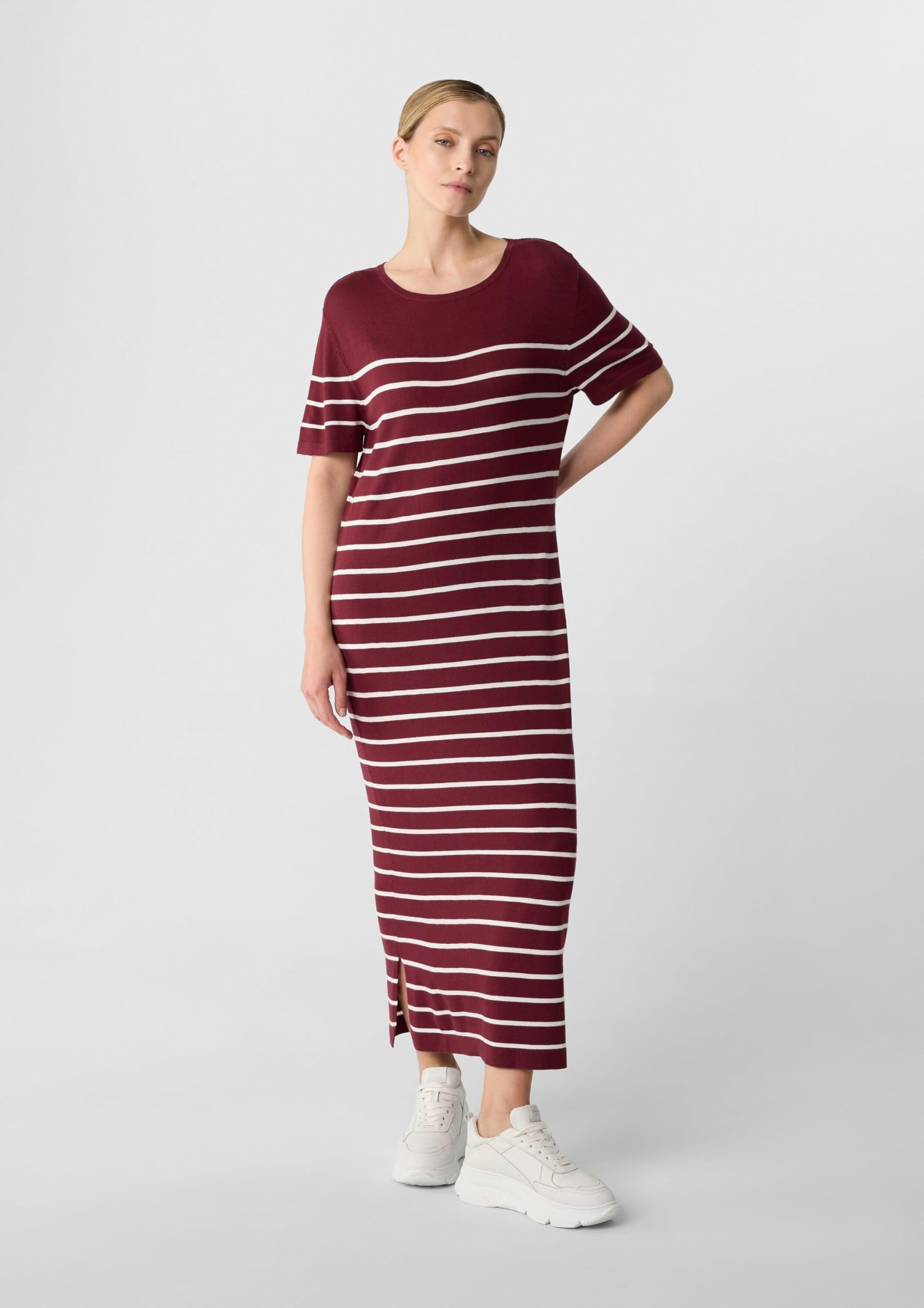 comma-gestreiftes-midikleid-feinstrick-gr-34-bordeaux image 6