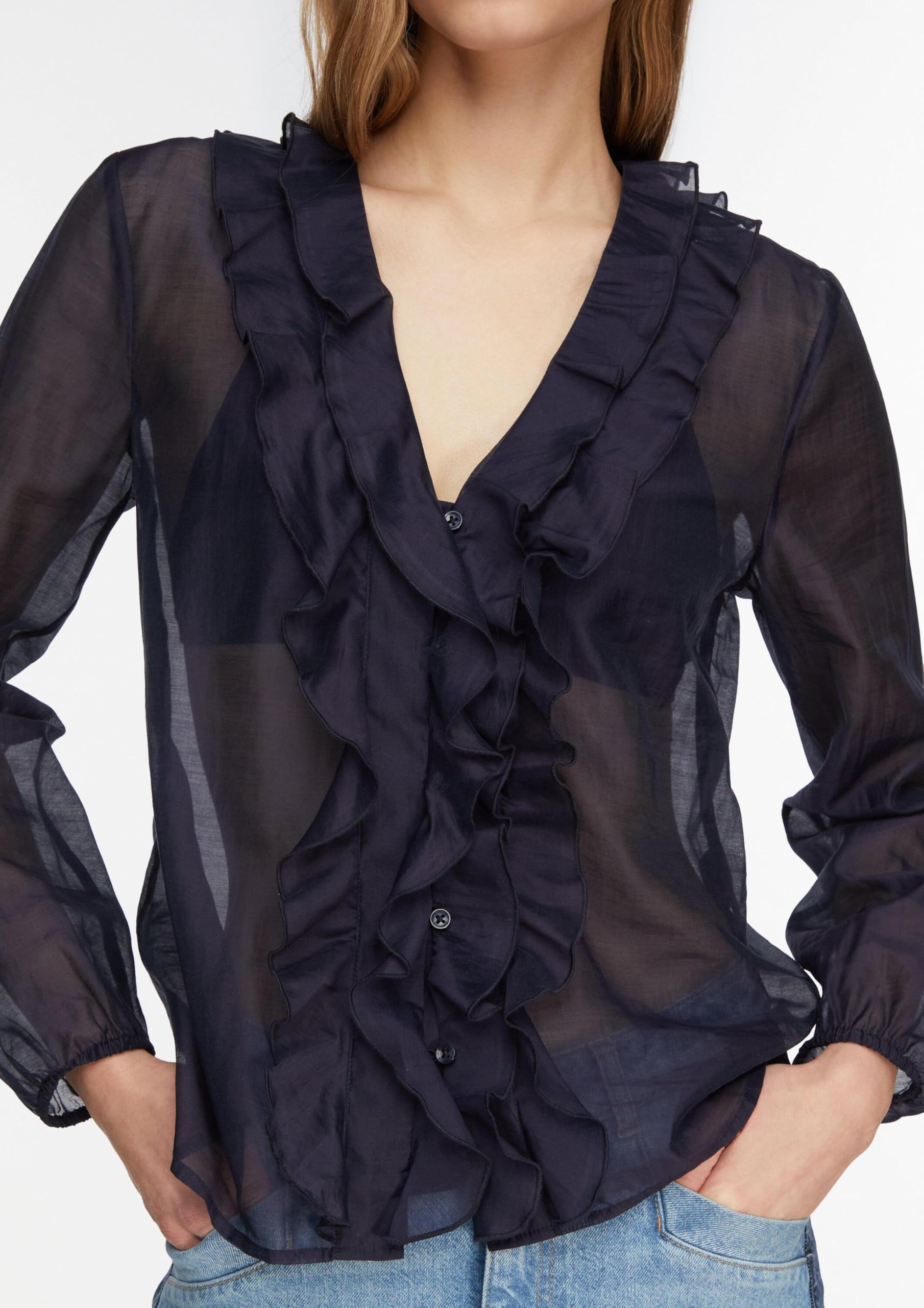 comma-bluse-lyocell-volants-damen-gr-40-navy image 5
