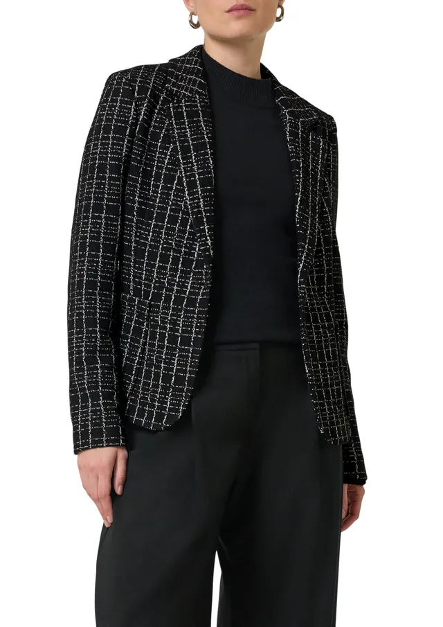 comma-blazer-2158129-boucl-kariert-schwarz-gr-38 image 1