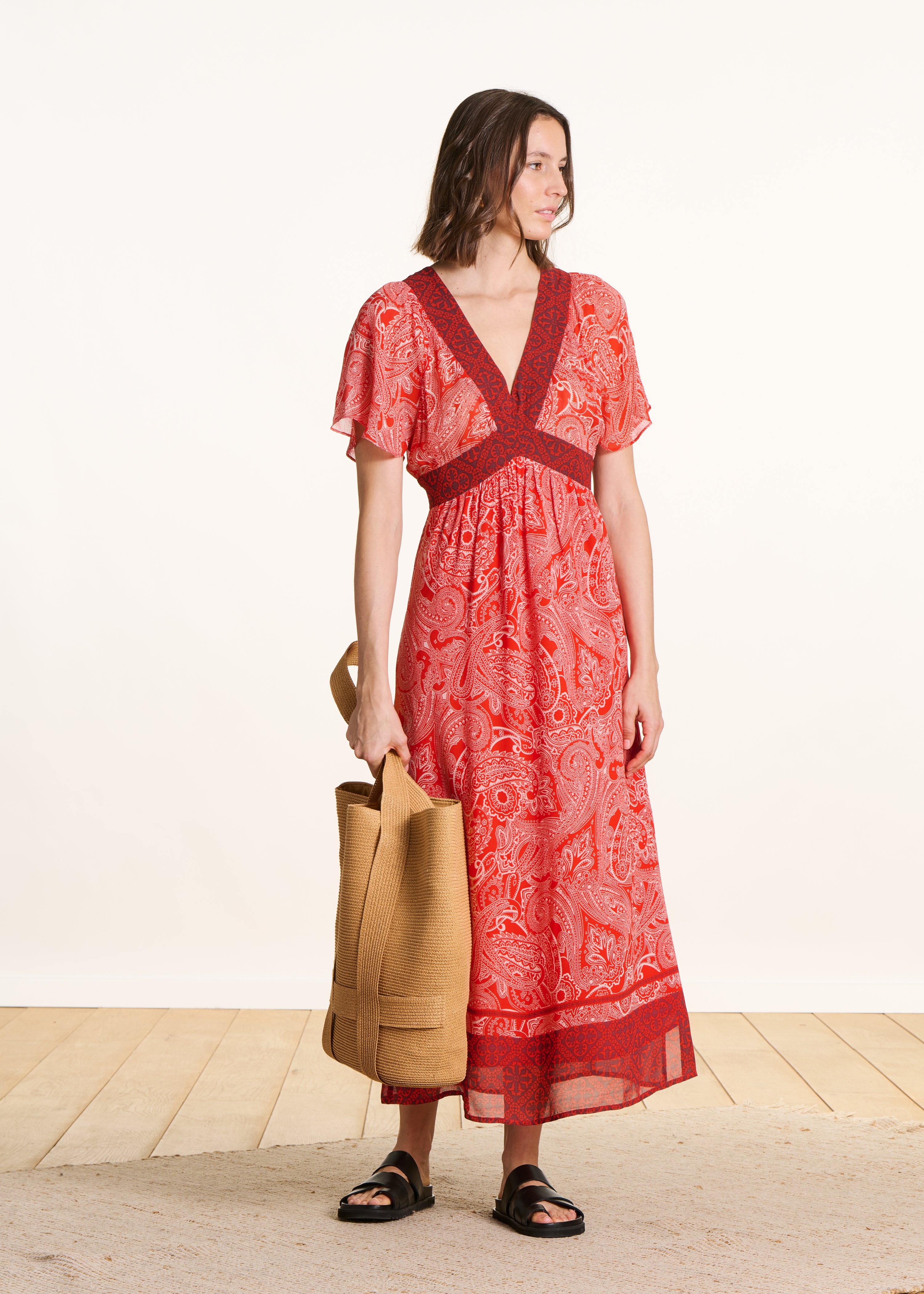 la-f-e-marabout-e-fleuri-kleid-georgette-orange-gr-38-lang image 2