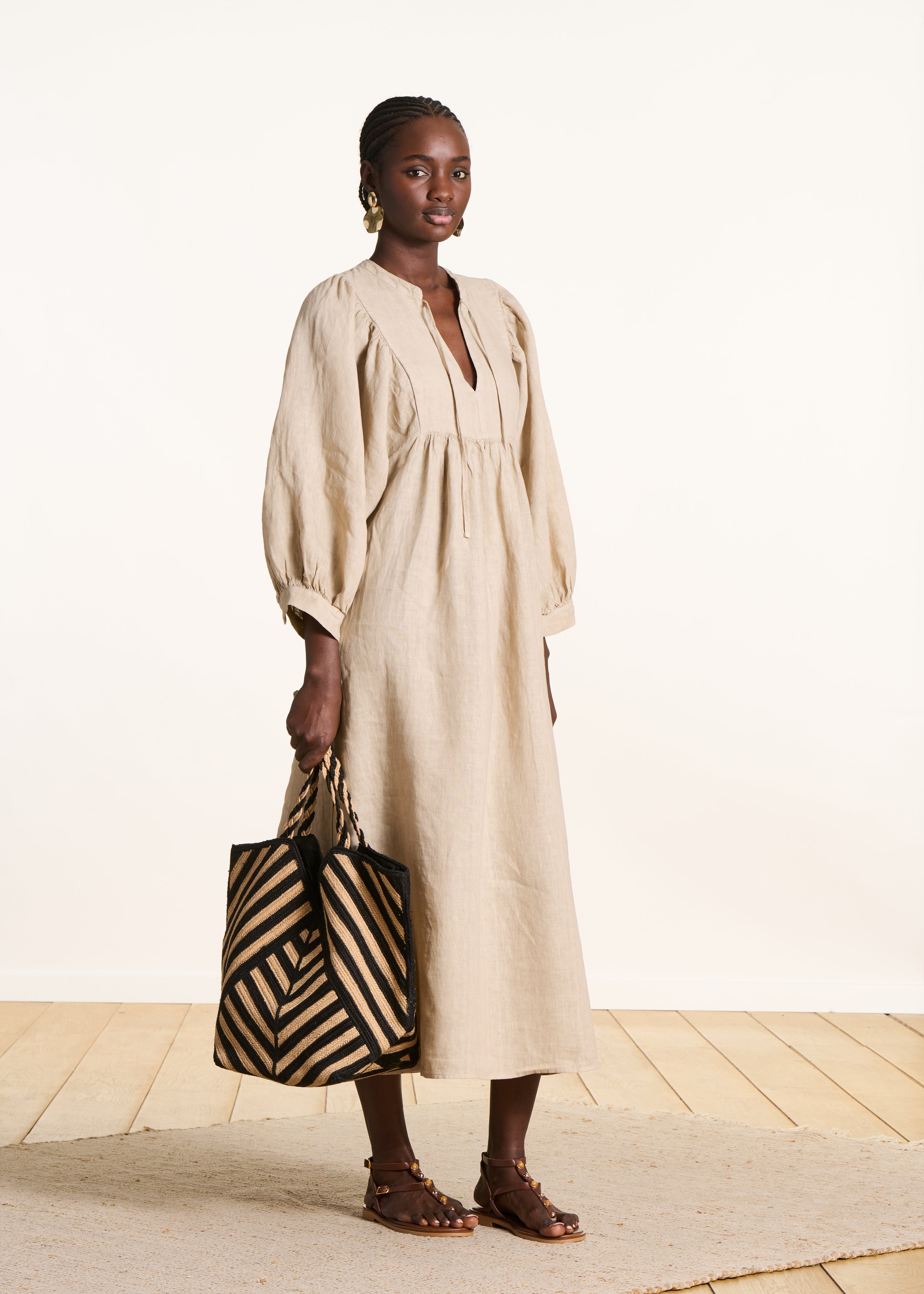 la-f-e-marabout-e-dembo-maxikleid-beige-leinen-gr-38 image 1