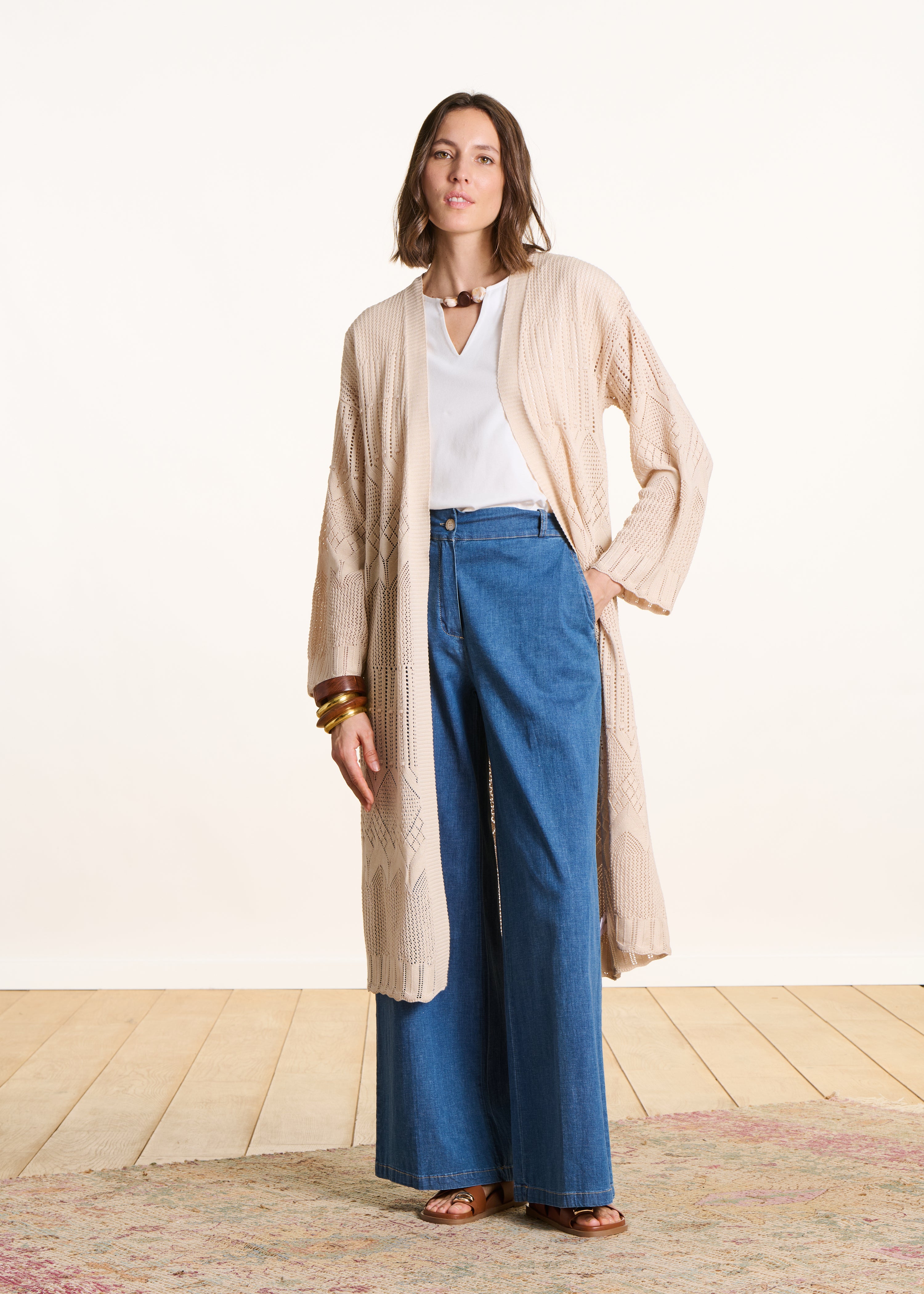 la-f-e-marabout-e-florna-cardigan-beige-lochstrick-lang image 2