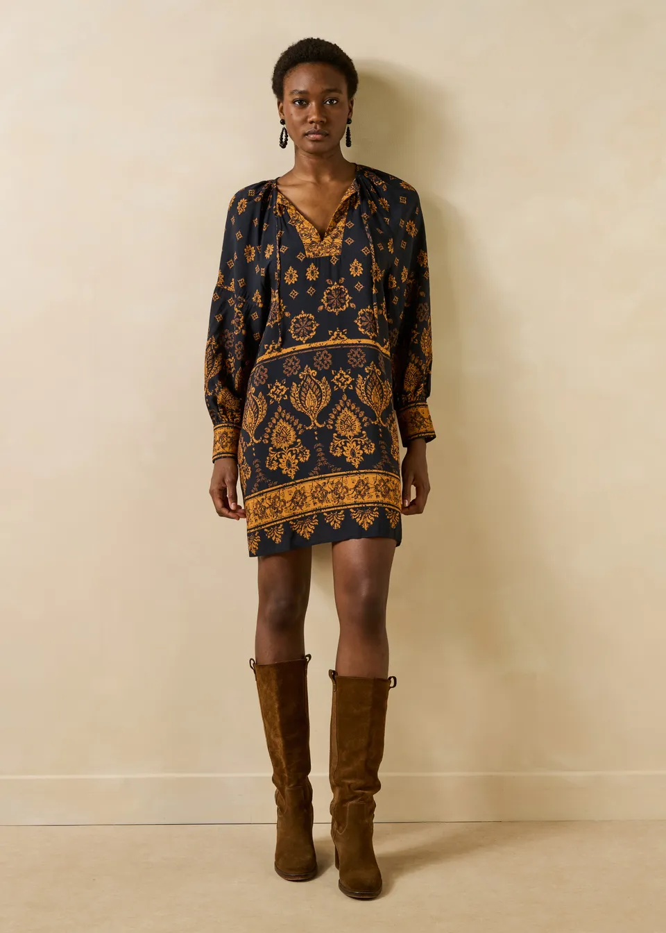 la-f-e-marabout-e-gopal-kleid-marine-paisley-viskose image 1
