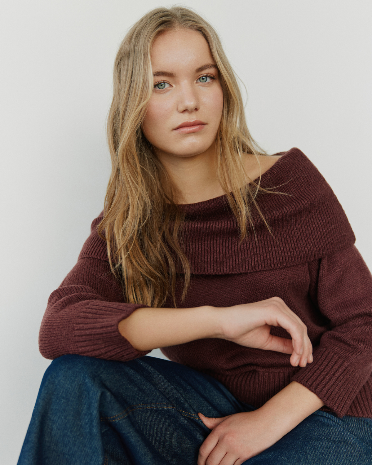 sofie-schnoor-young-sawasy-bluse-plum-bordeaux-strick image 2