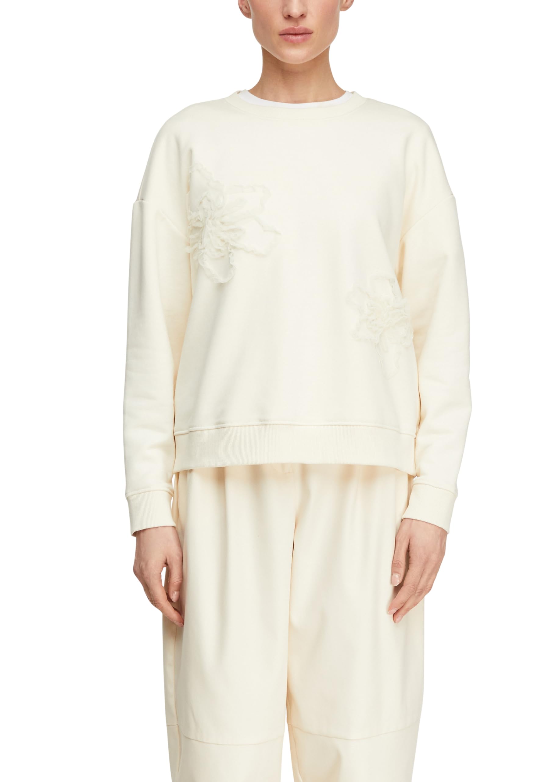 comma-sweatshirt-blumenapplikation-baumwolle-relaxed-fit image 1