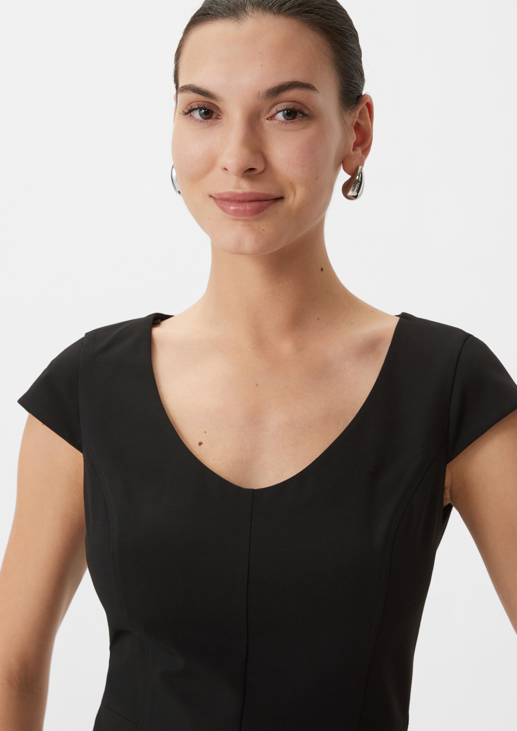 comma-kleid-mit-kapp-rmeln-navy-damenkleid-kurz image 3