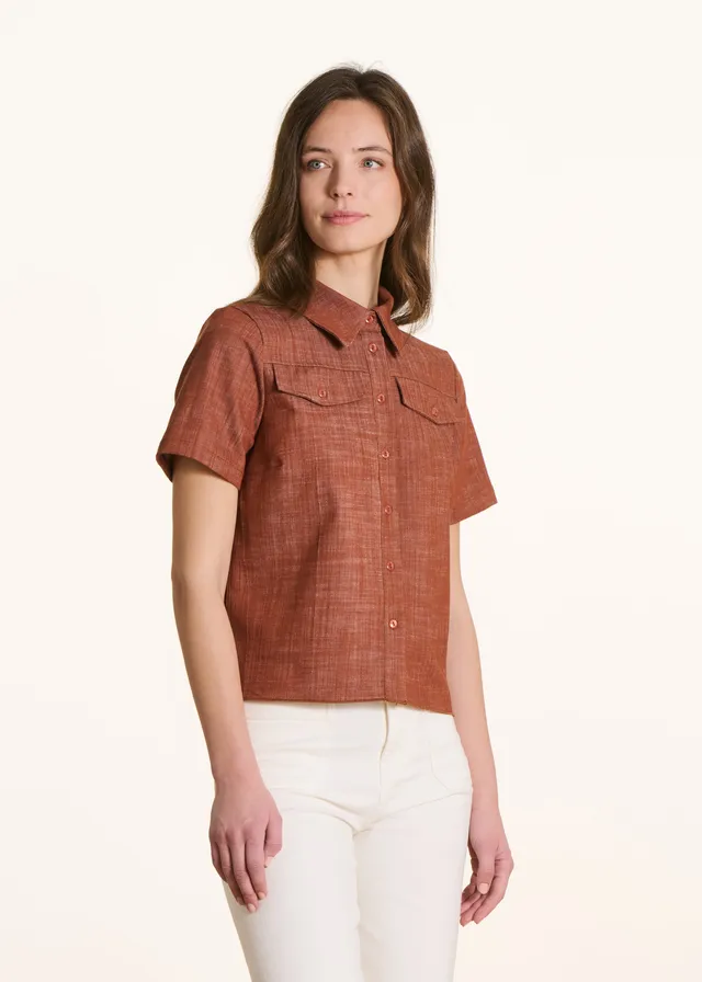 la-f-e-marabout-e-chemises-denimhemd-terracotta-kurzarm image 1