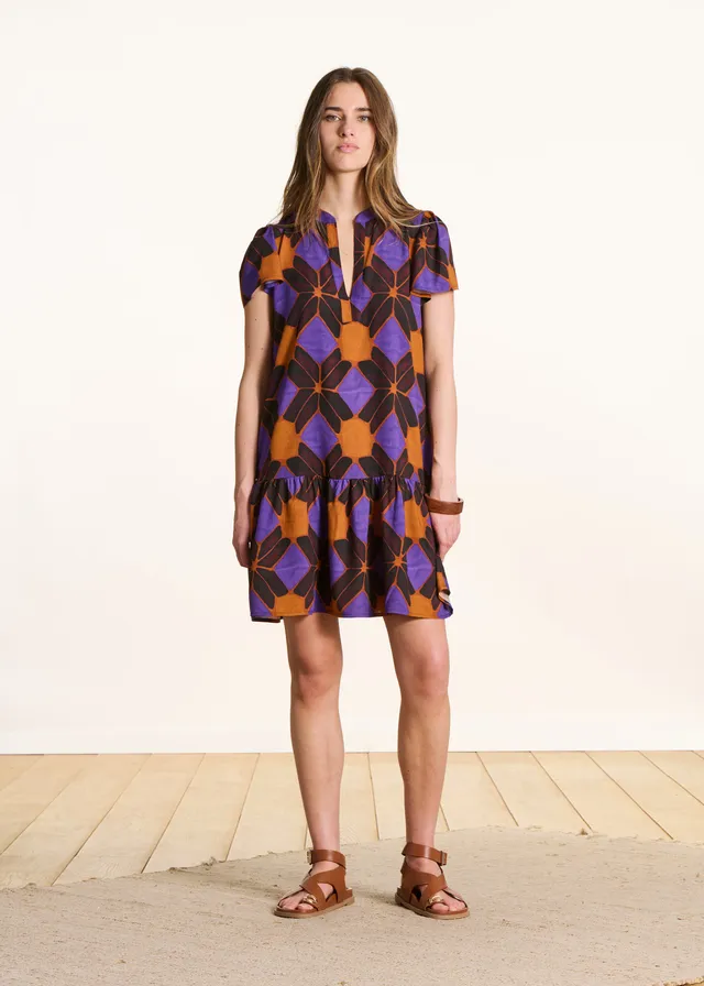 la-f-e-marabout-e-kleid-orange-violett-kurz-gr-34-46 image 1