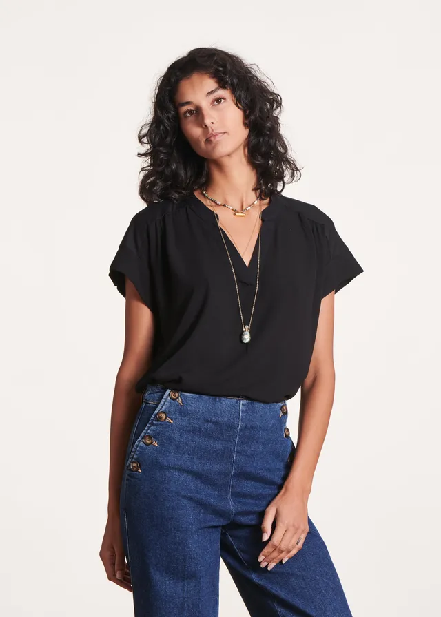 la-f-e-marabout-e-t-shirt-schwarz-bi-material-kurzarm image 1