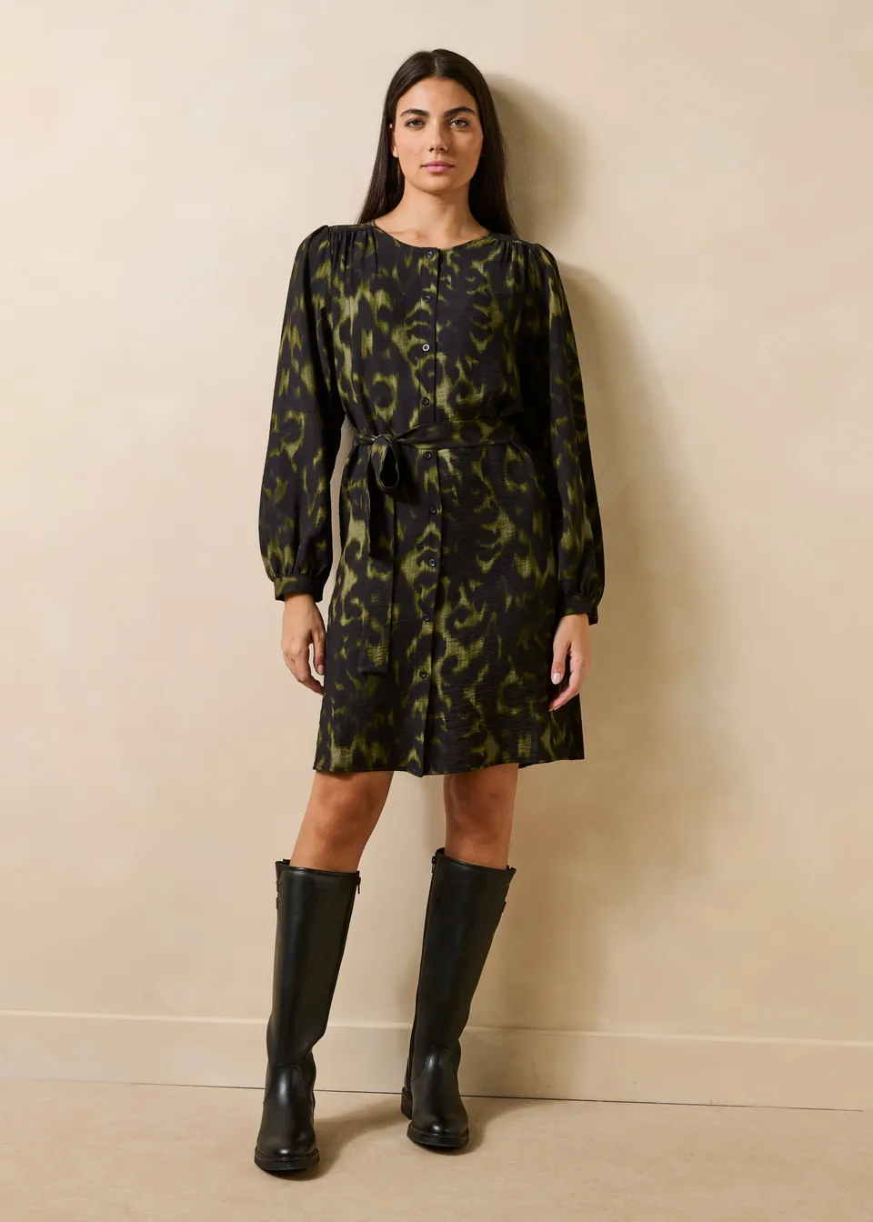 la-f-e-marabout-e-roanne-kleid-khaki-viskose-kurz image 1