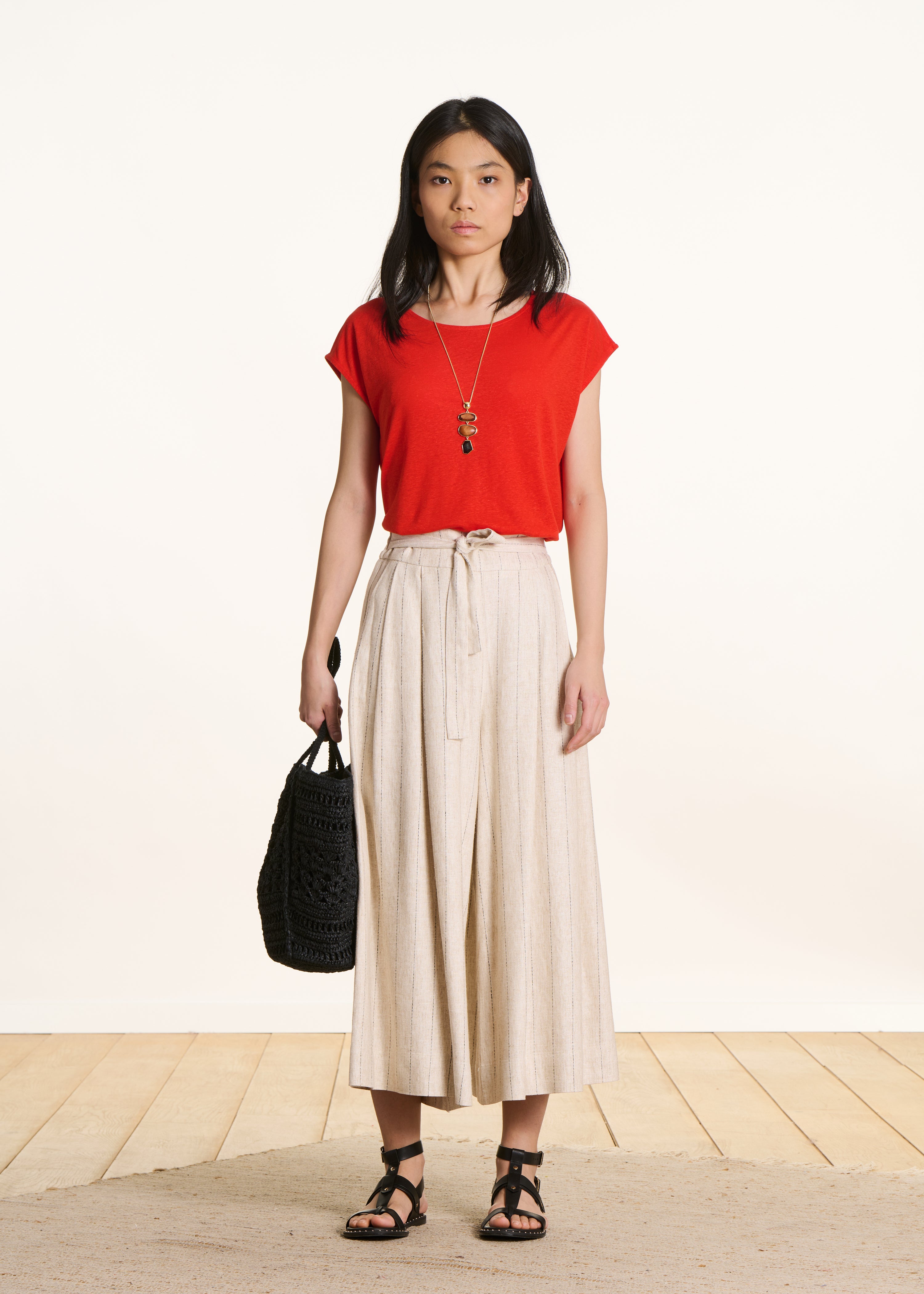la-f-e-marabout-e-virano-t-shirt-rot-rundhals-lyocell-leinen image 2