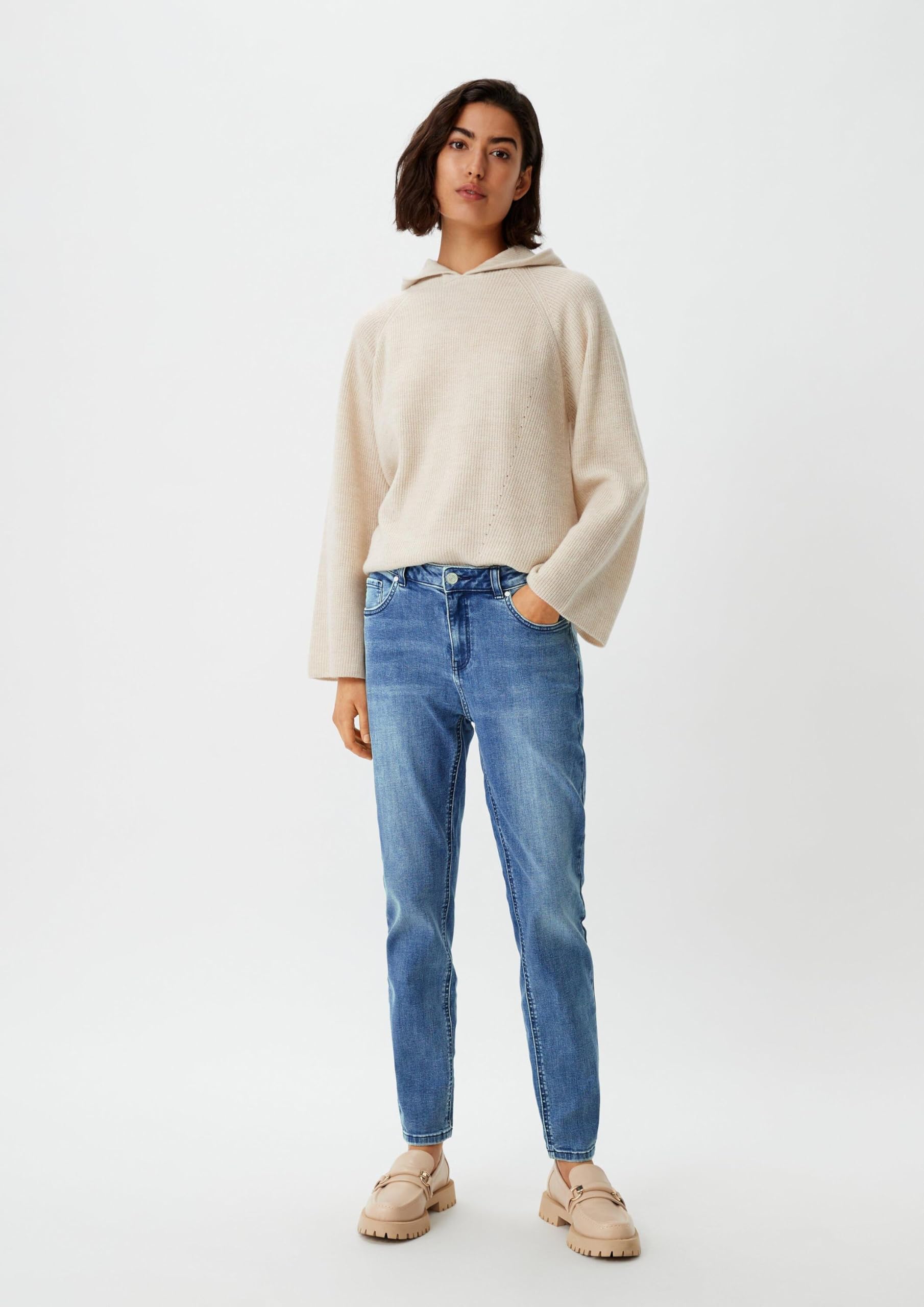 comma-regular-fit-slim-jeans-wascheffekt-blau image 3