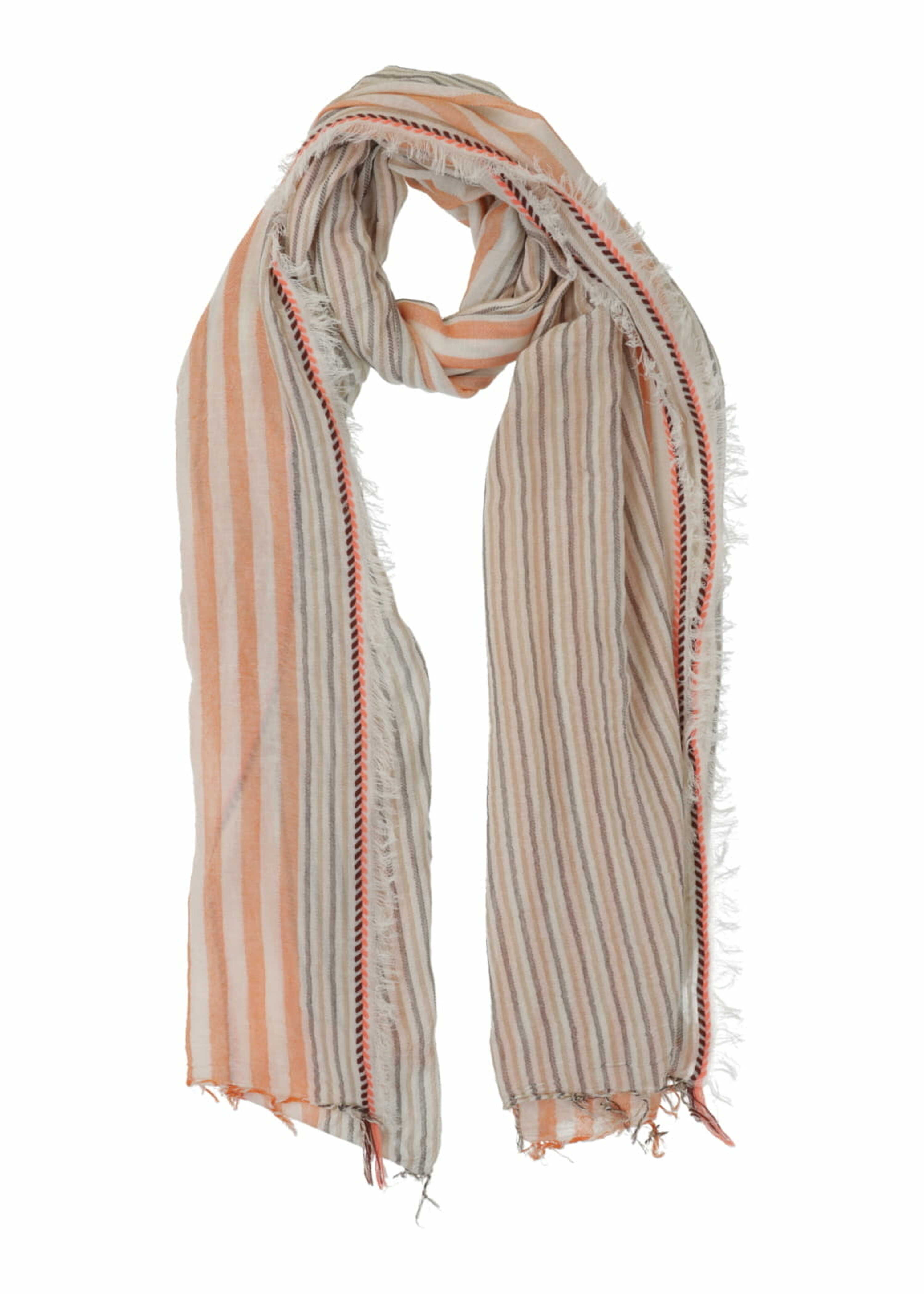 la-f-e-marabout-e-foulard-schal-koralle-kaki-gestreift image 3