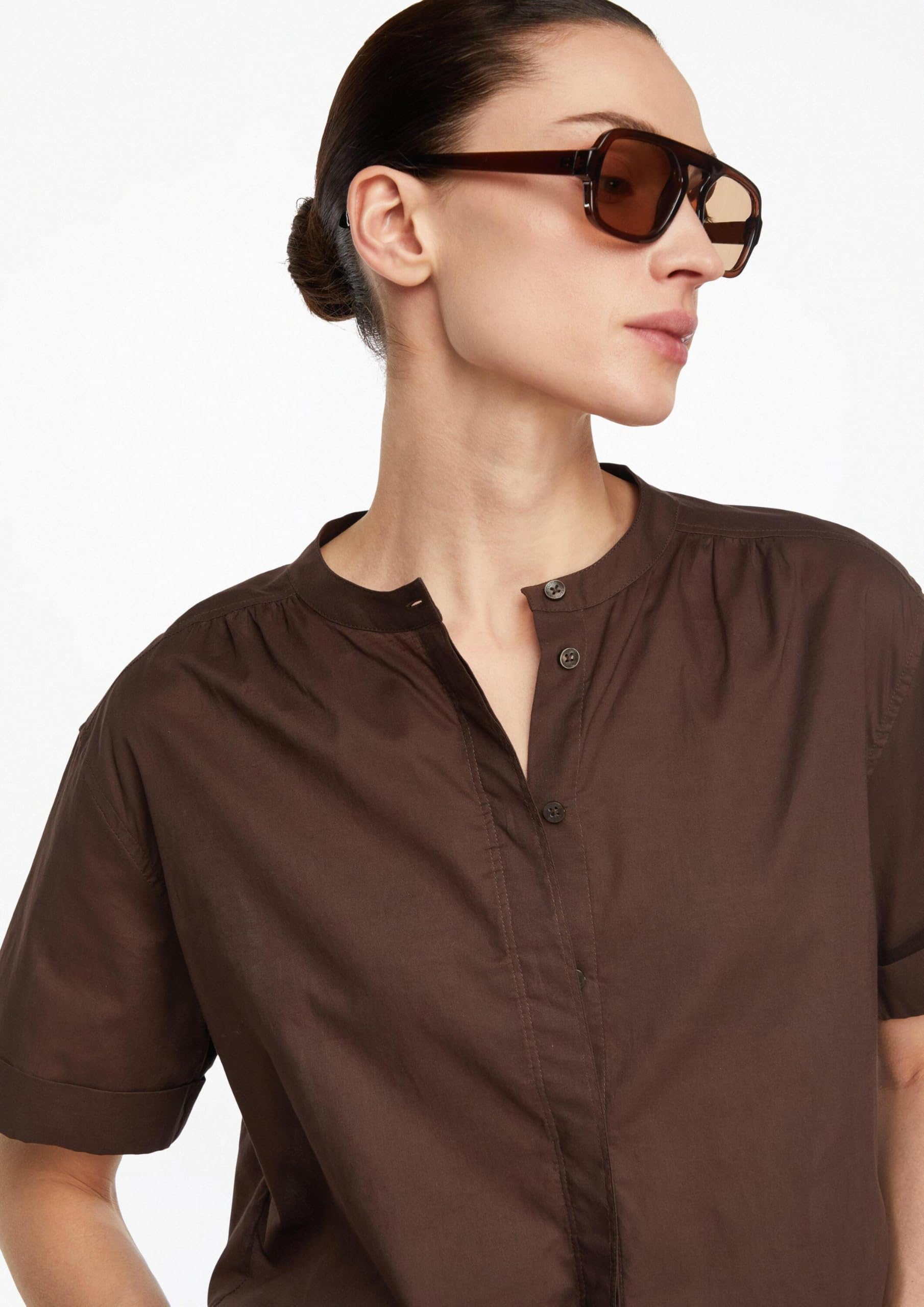 comma-blouses-damen-bluse-kurzarm-stehkragen-baumwolle-2 image 3