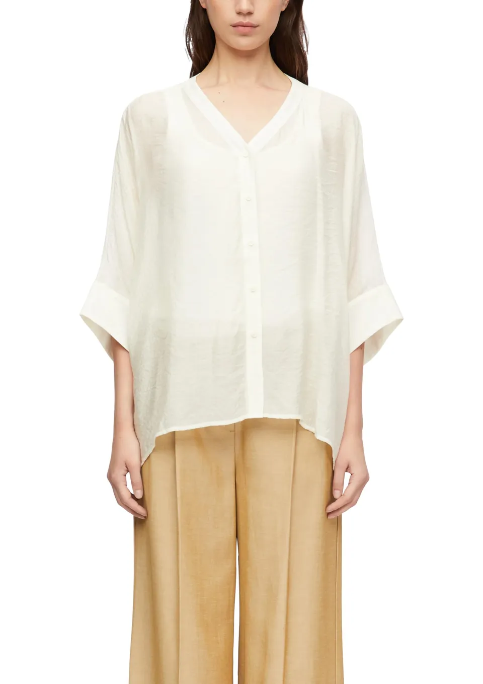comma-ponchos-poncho-bluse-l-helles-beige-chiffon image 1