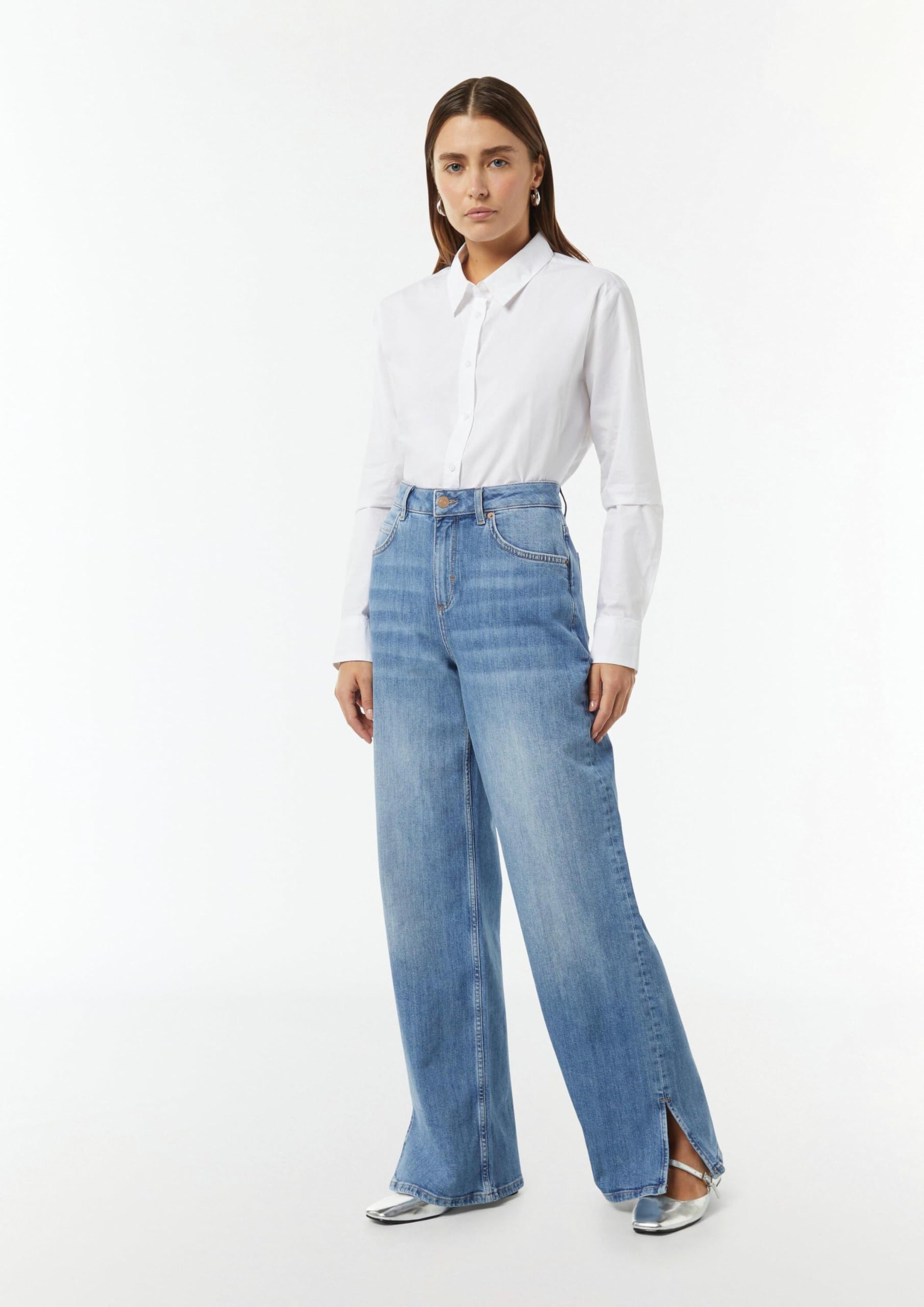 comma-wide-leg-jeans-hose-gr-40-blau-geschlitzter-saum image 6