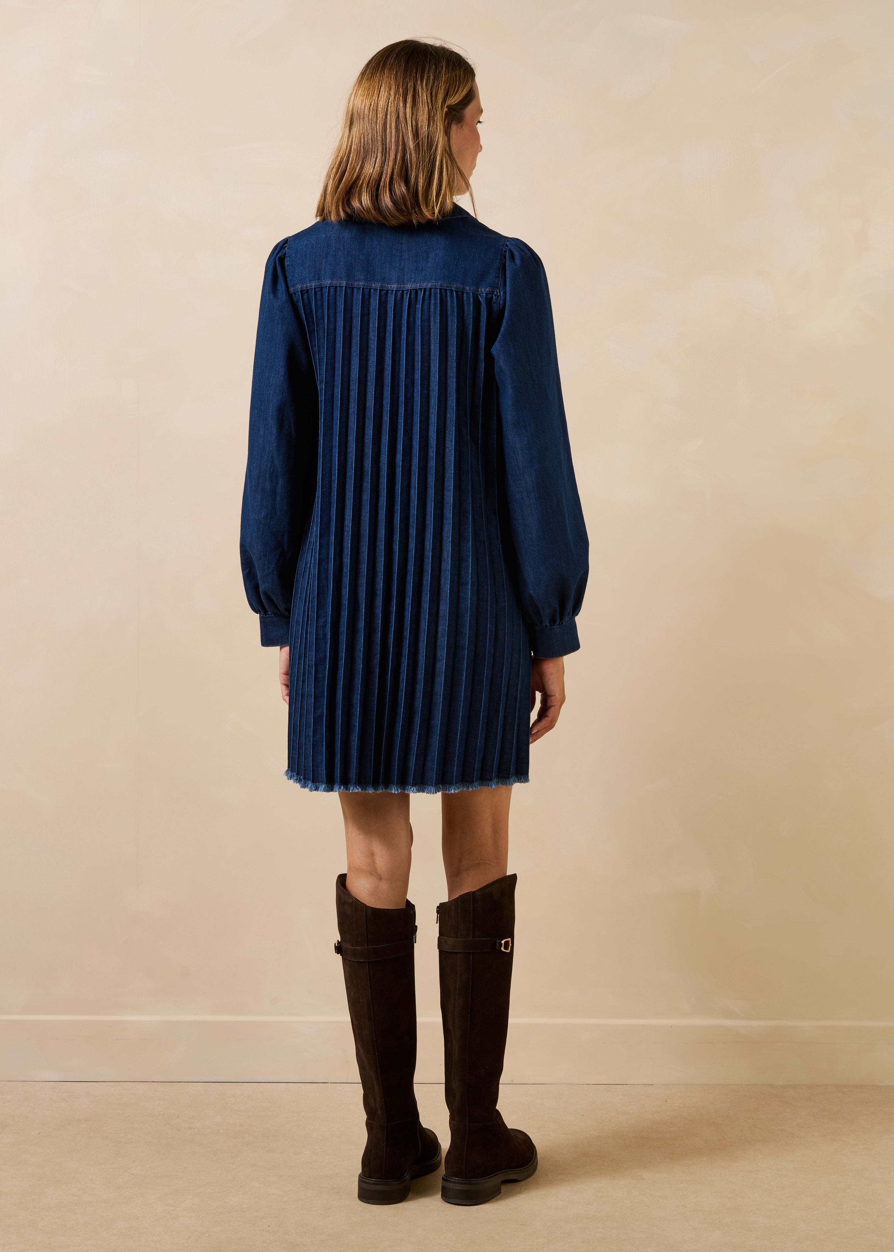 la-f-e-marabout-e-grida-jeans-kleid-blau-kurz-baumwolle image 3