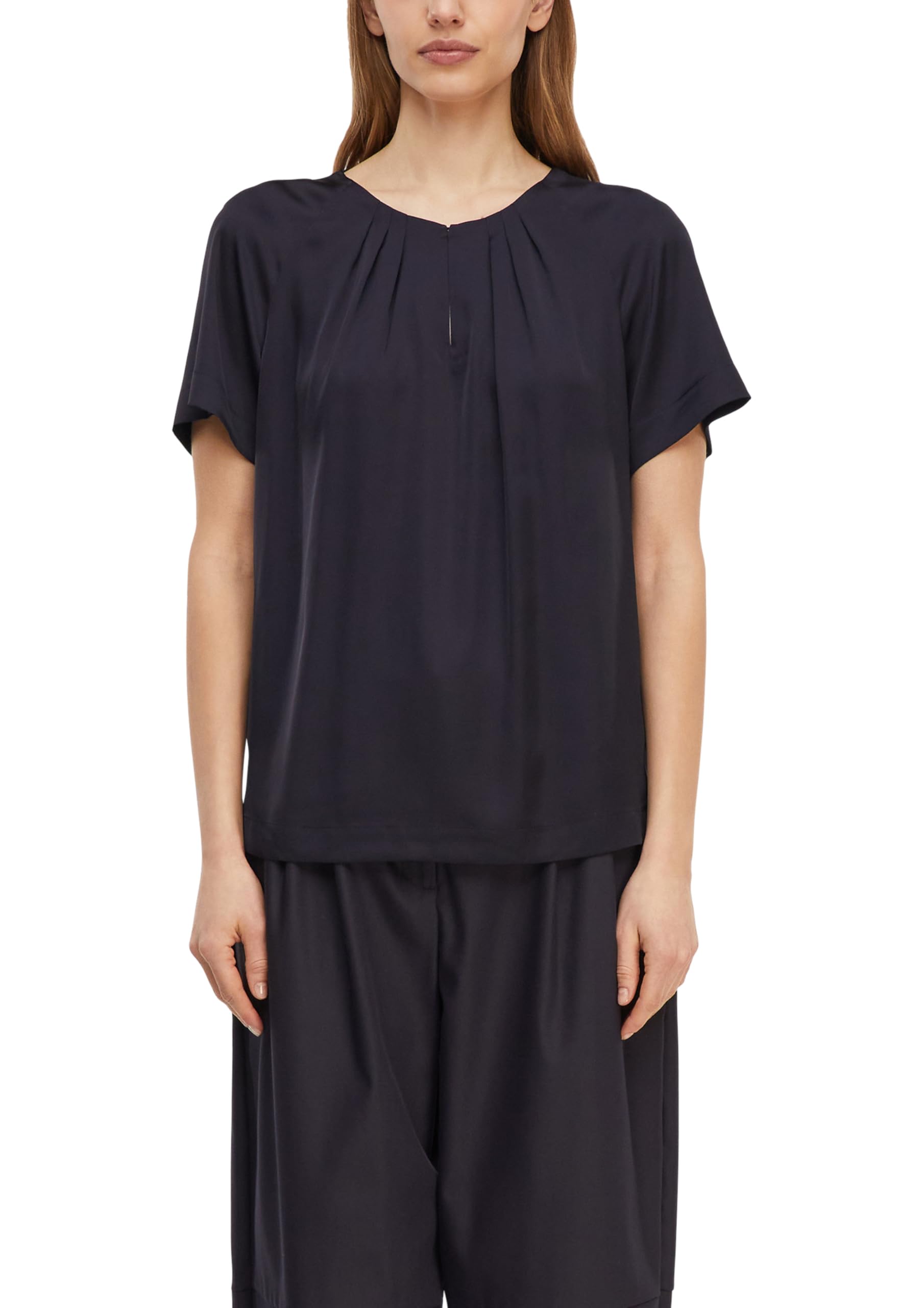comma-baumwollbluse-damen-kurzarm-mit-faltenfront image 1
