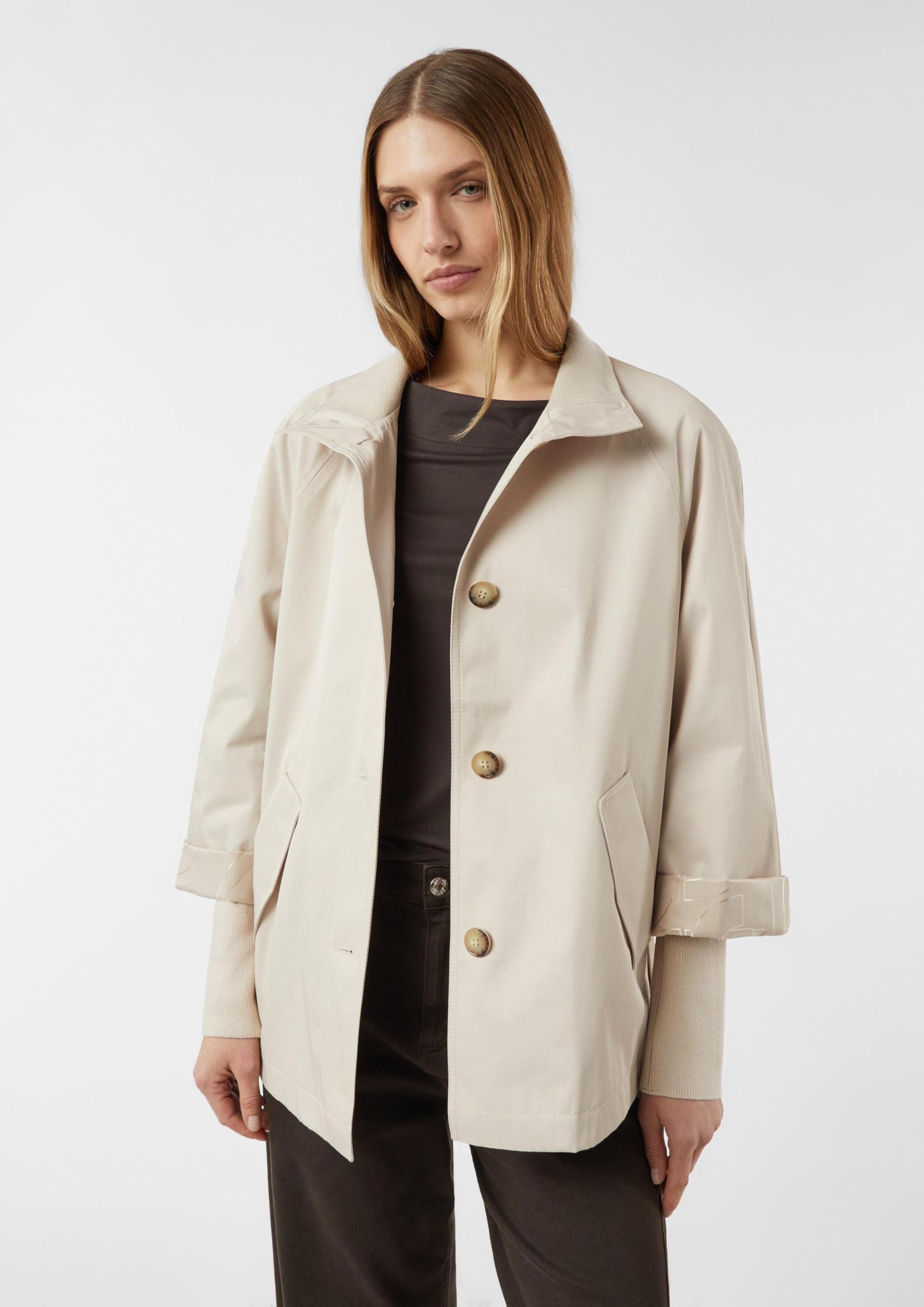 comma-cape-jacke-braun-stehkragen-relaxed-fit-rippb-ndchen image 7