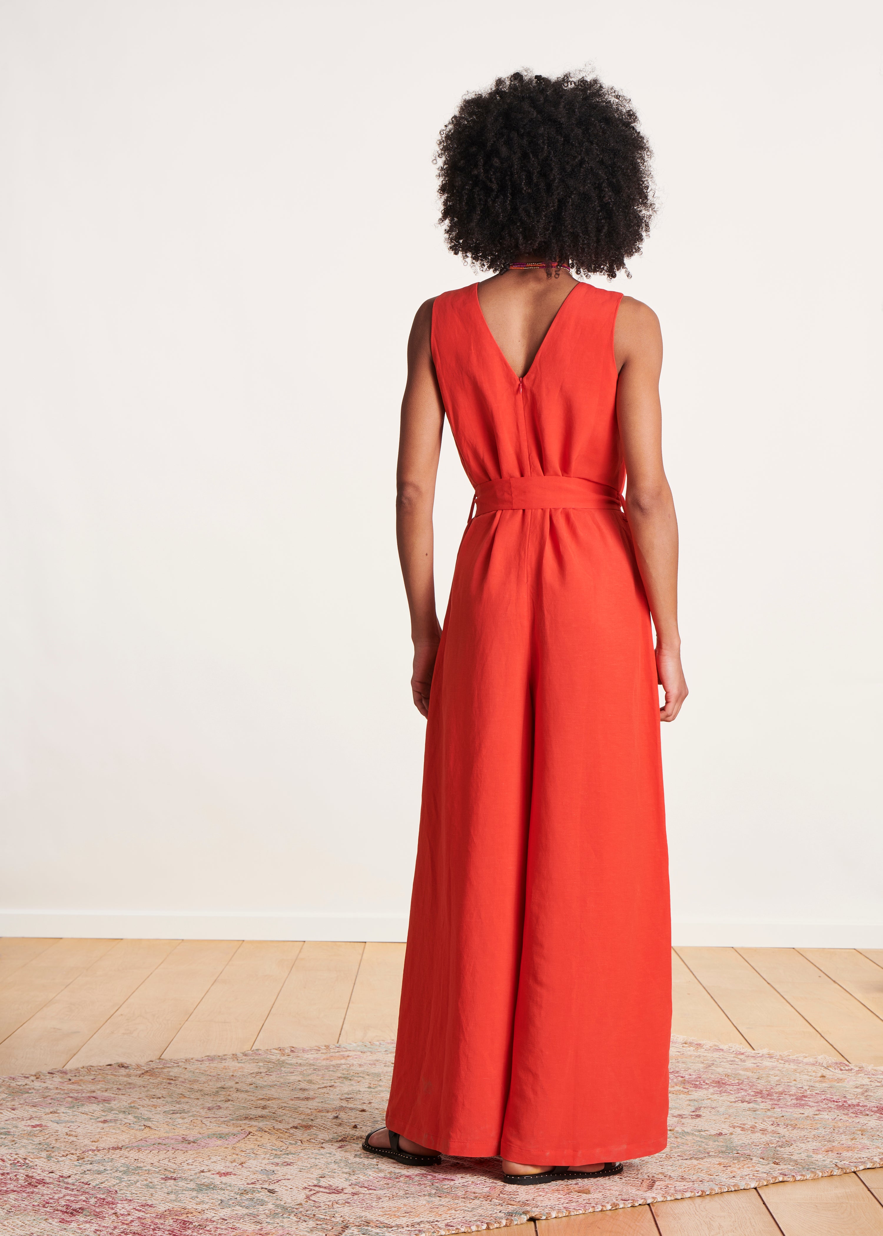 la-f-e-marabout-e-lom-e-overall-orange-v-ausschnitt-leinen image 2
