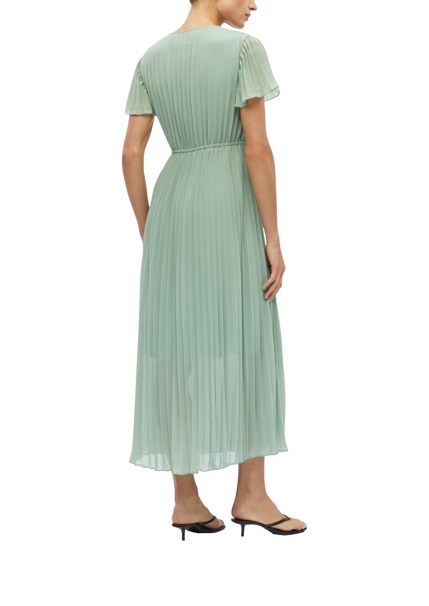 comma-midikleid-plissee-v-ausschnitt-fl-gel-rmel image 2
