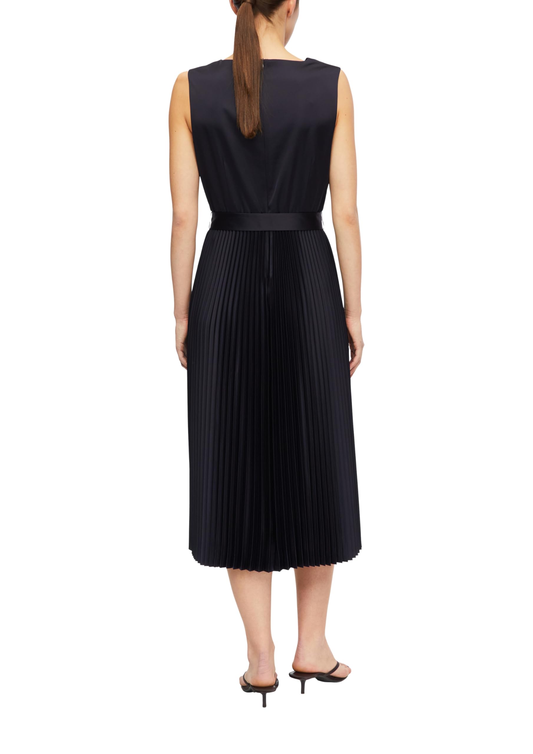 comma-satin-plissee-midi-kleid-bindeg-rtel-gr-42 image 2