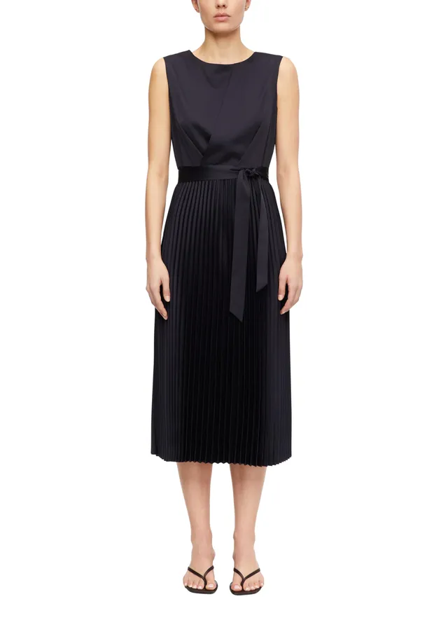 comma-satin-plissee-midi-kleid-bindeg-rtel-gr-42 image 1