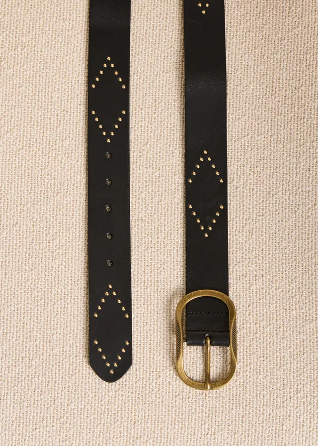 la-f-e-marabout-e-g-rtel-leder-schwarz-nieten-goldschnalle image 1