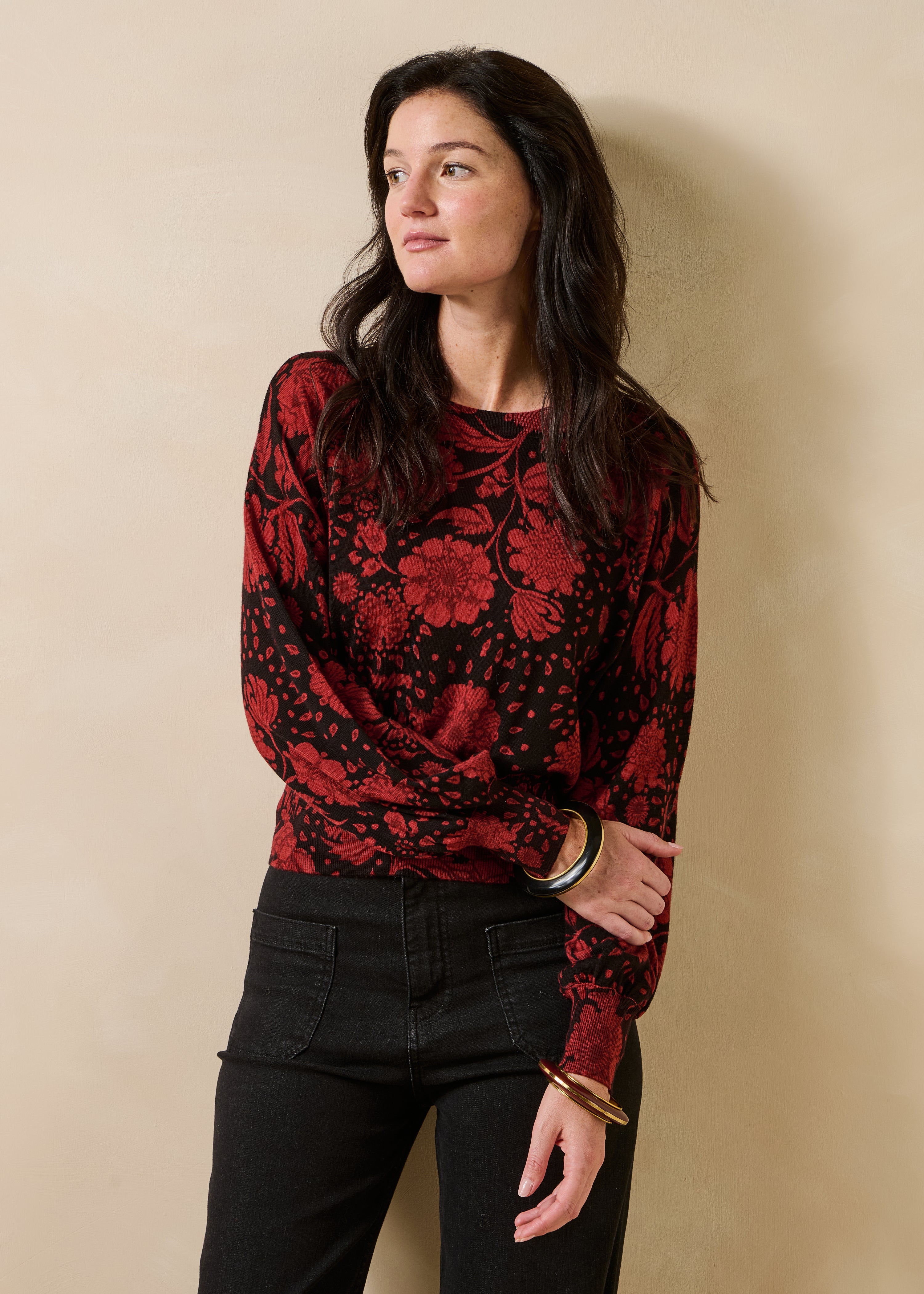 la-f-e-marabout-e-eir-pullover-bordeaux-floral-wolle image 1