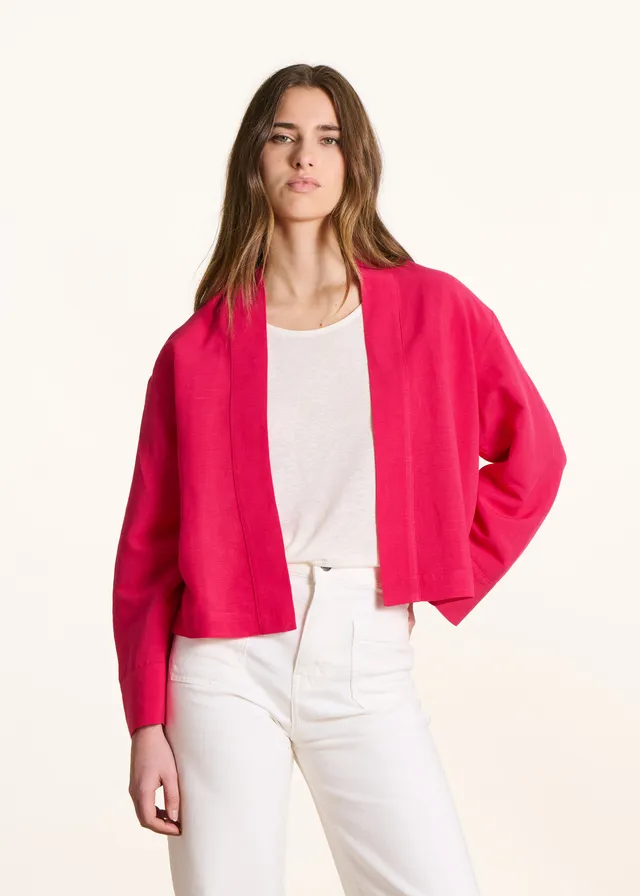la-f-e-marabout-e-poma-jacke-fuchsia-kurze-damenjacke-leinen image 1