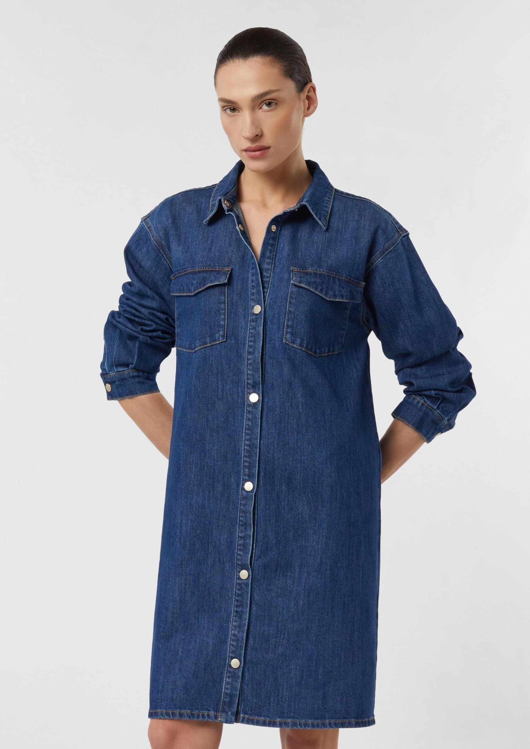 comma-damen-hemdblusenkleid-denim-loose-fit-gr-34 image 7