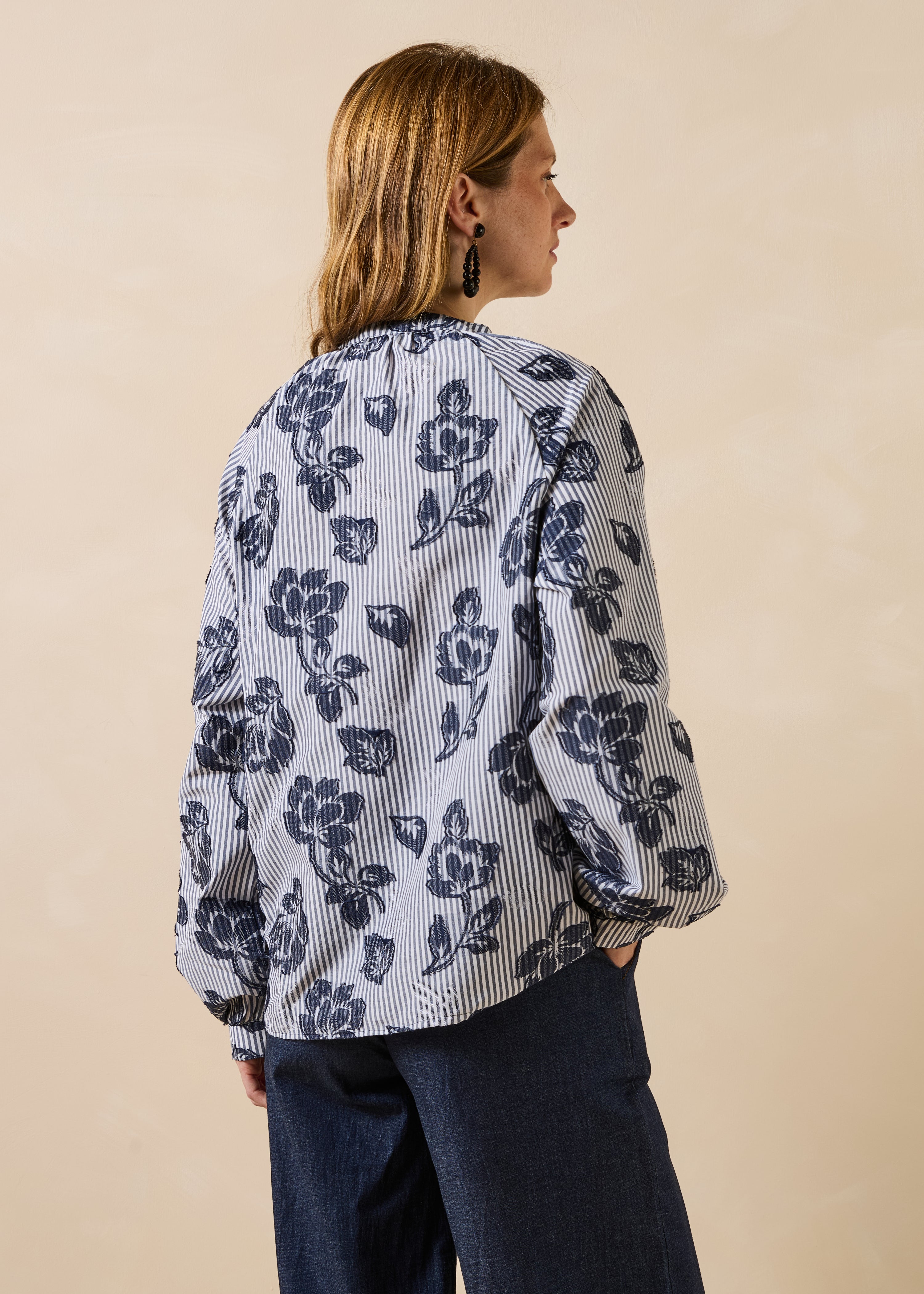 la-f-e-marabout-e-elvia-bluse-blau-gestreift-jacquard image 3