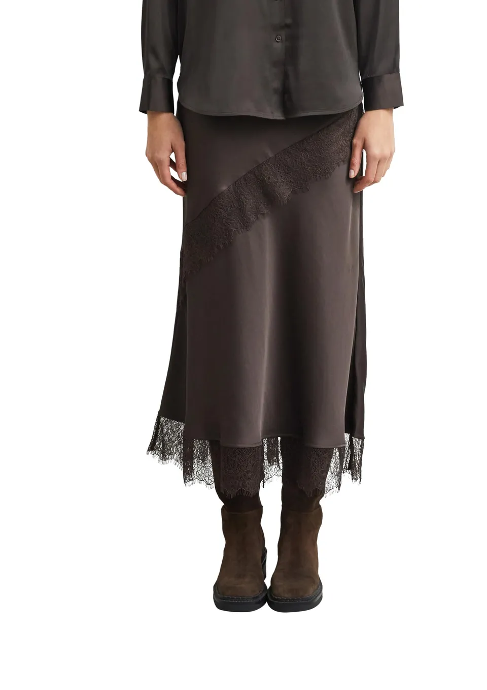 comma-skirts-rock-lang-satin-spitze-aubergine image 1