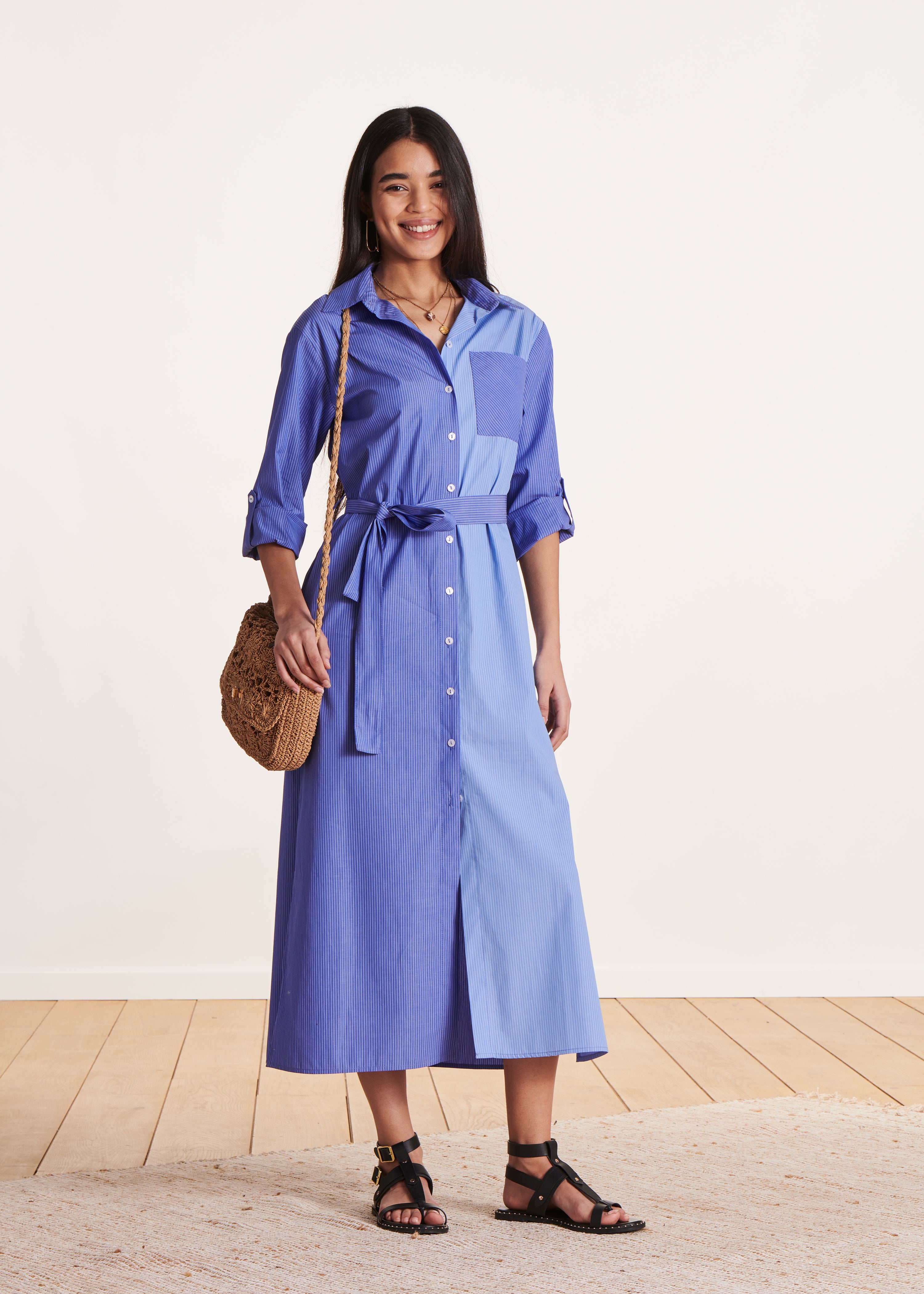 la-f-e-marabout-e-robes-vietnam-hemdkleid-baumwolle-blau-midi image 1