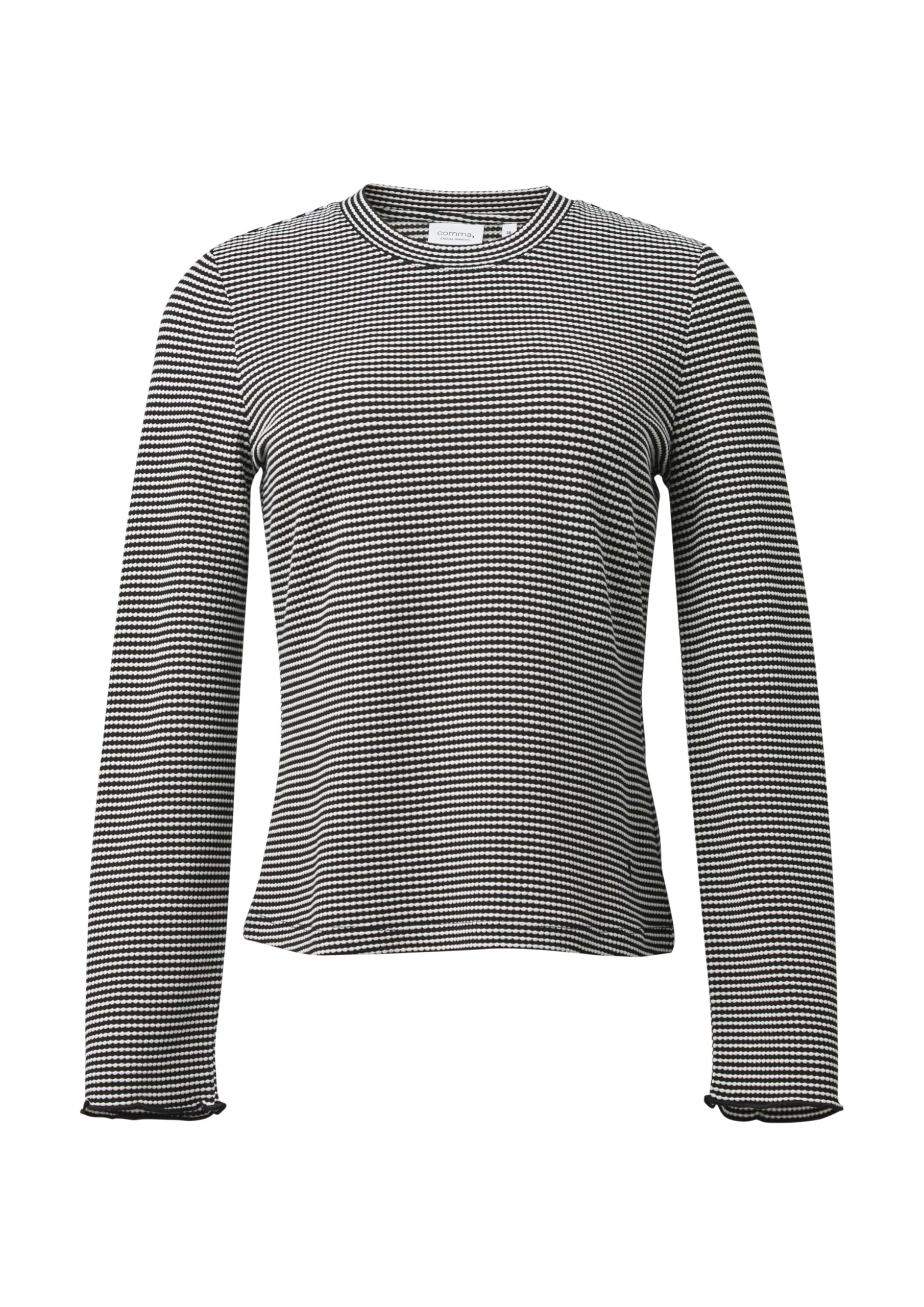 comma-langarmshirt-streifen-shirt-schwarz-gr-44 image 3
