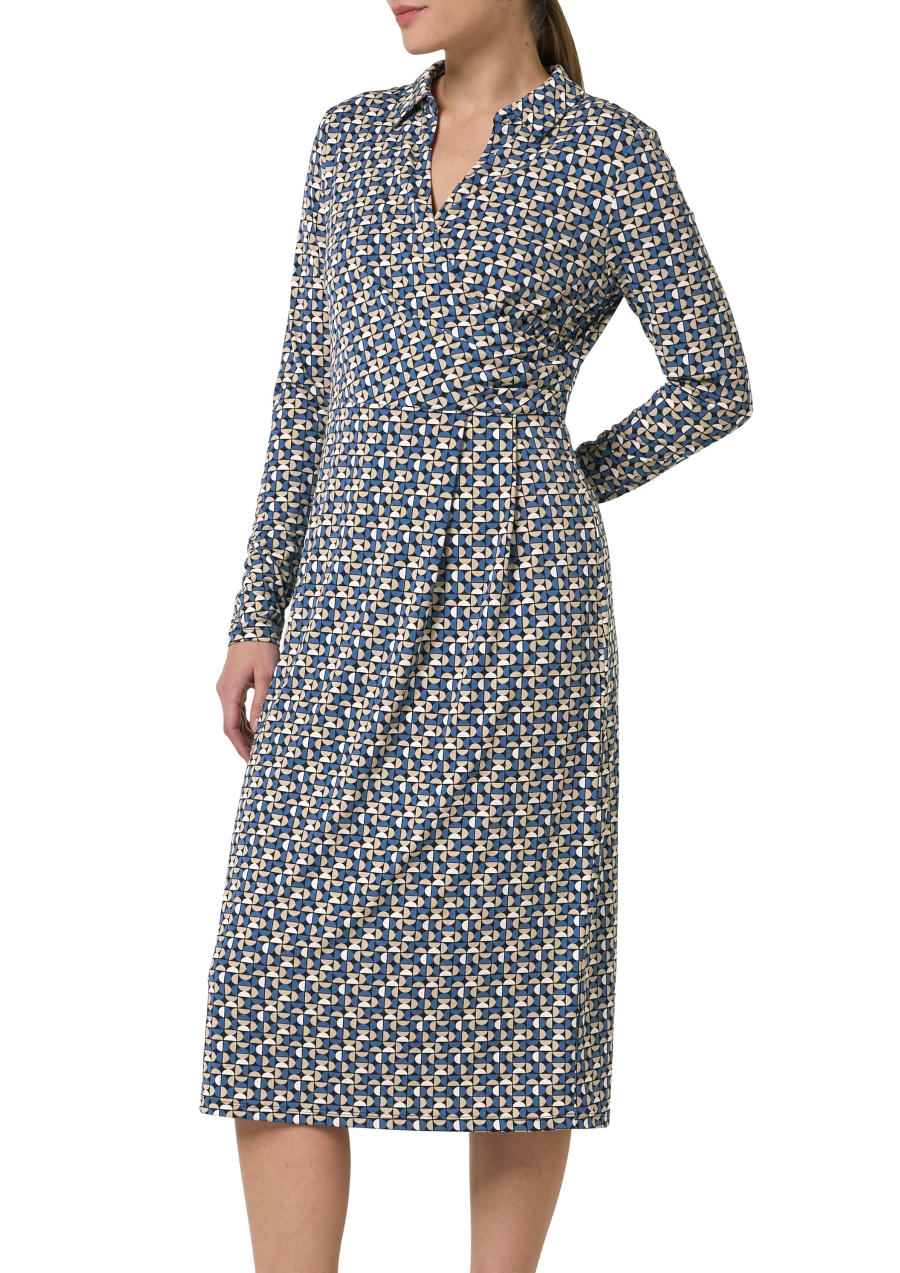 comma-midikleid-kleid-navy-gr-42-wickeloptik-gemustert image 1