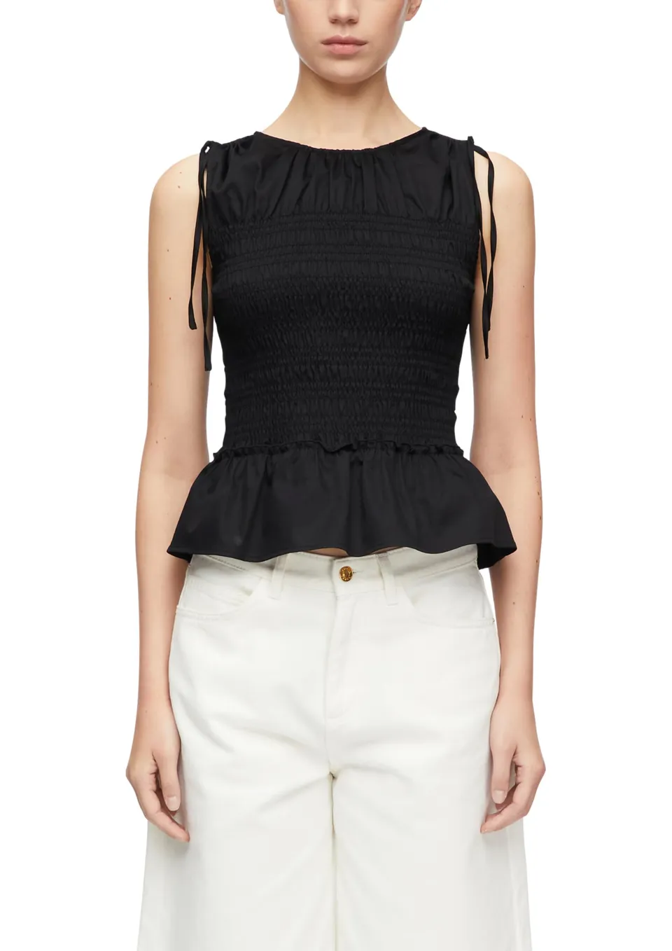 comma-blouses-gesmockte-popeline-bluse-volants-rmellos image 1